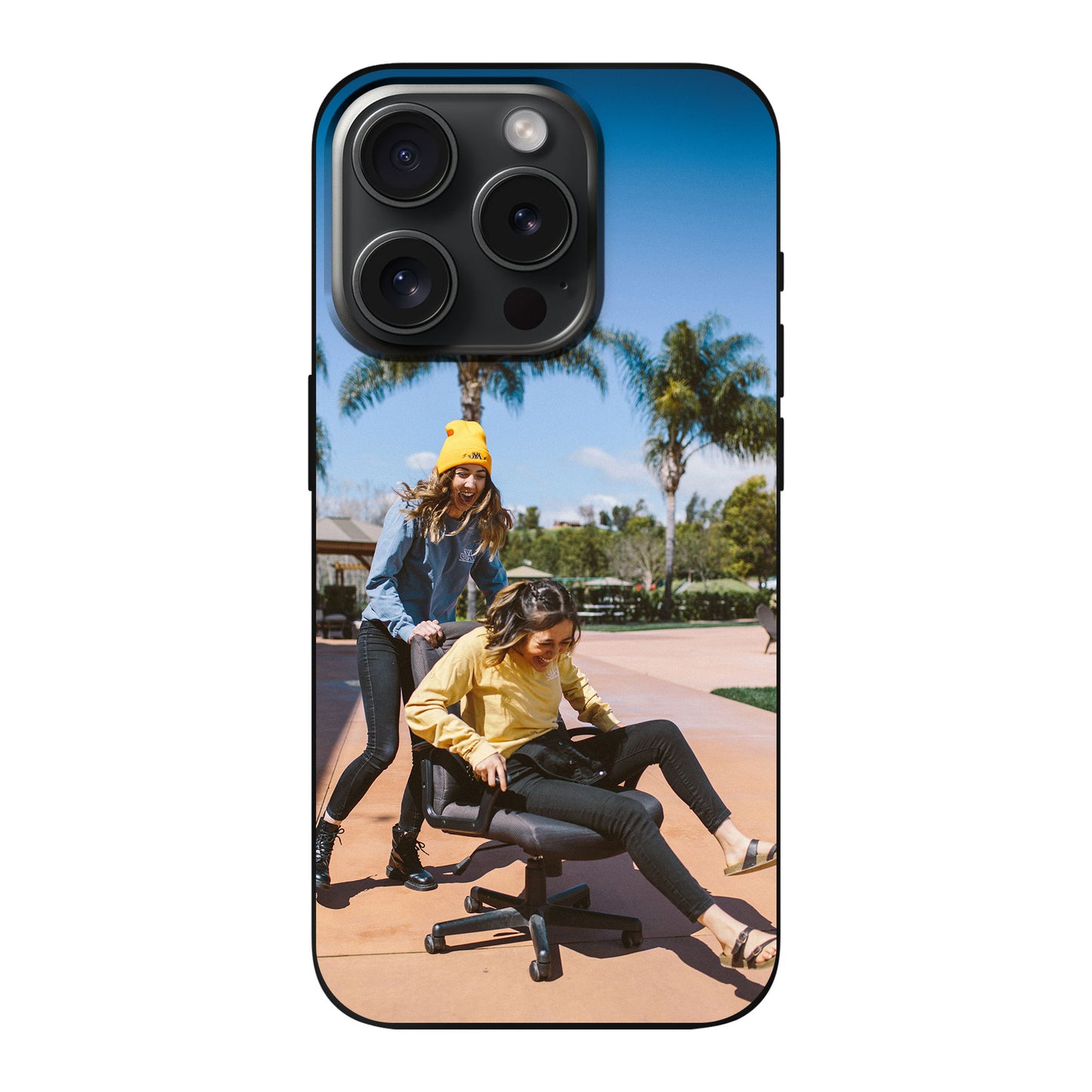 Apple iPhone 15 Pro Cover Morbida di Colore Nero - Stampa sul Retro