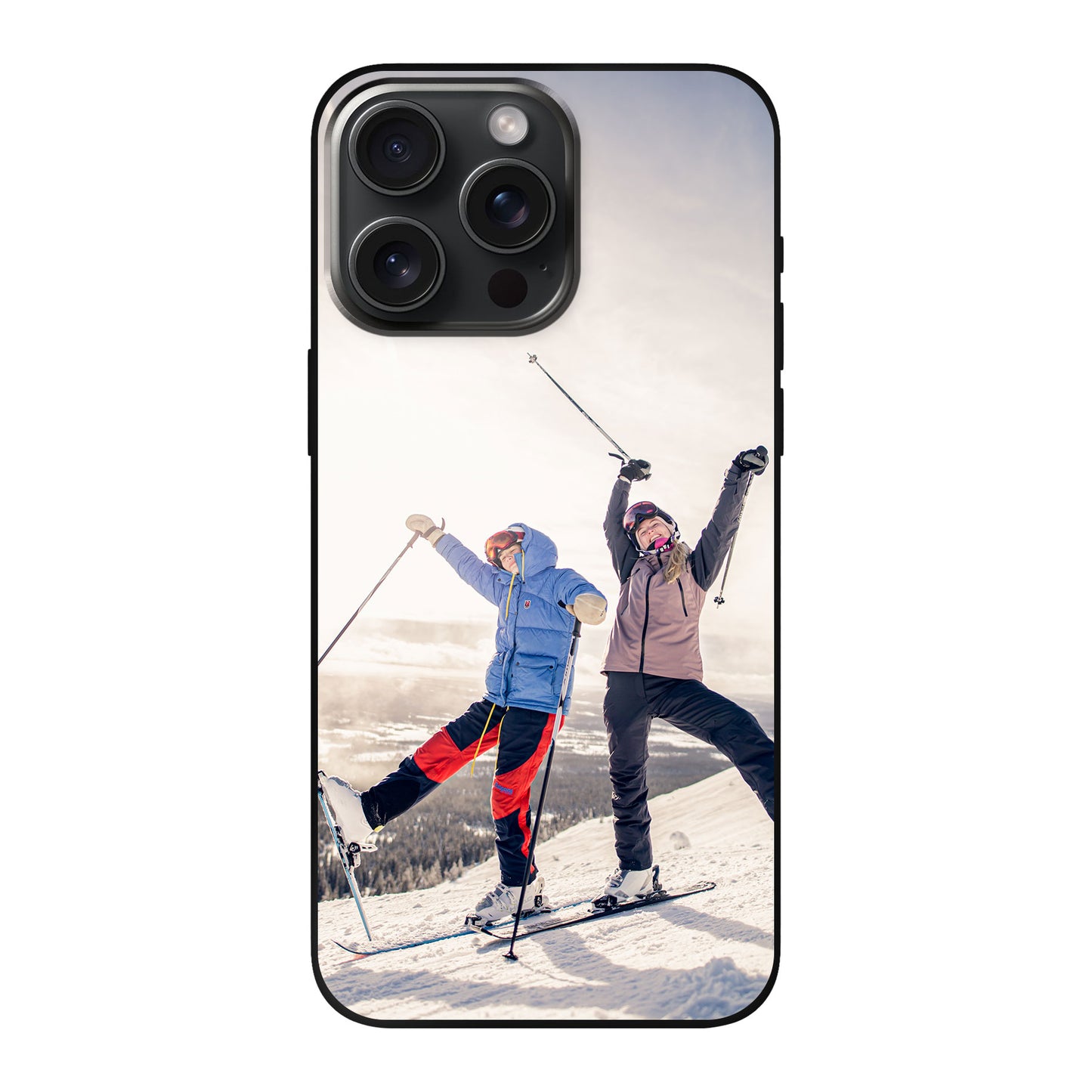 Apple iPhone 15 Pro Max Cover Morbida di Colore Nero - Stampa sul Retro