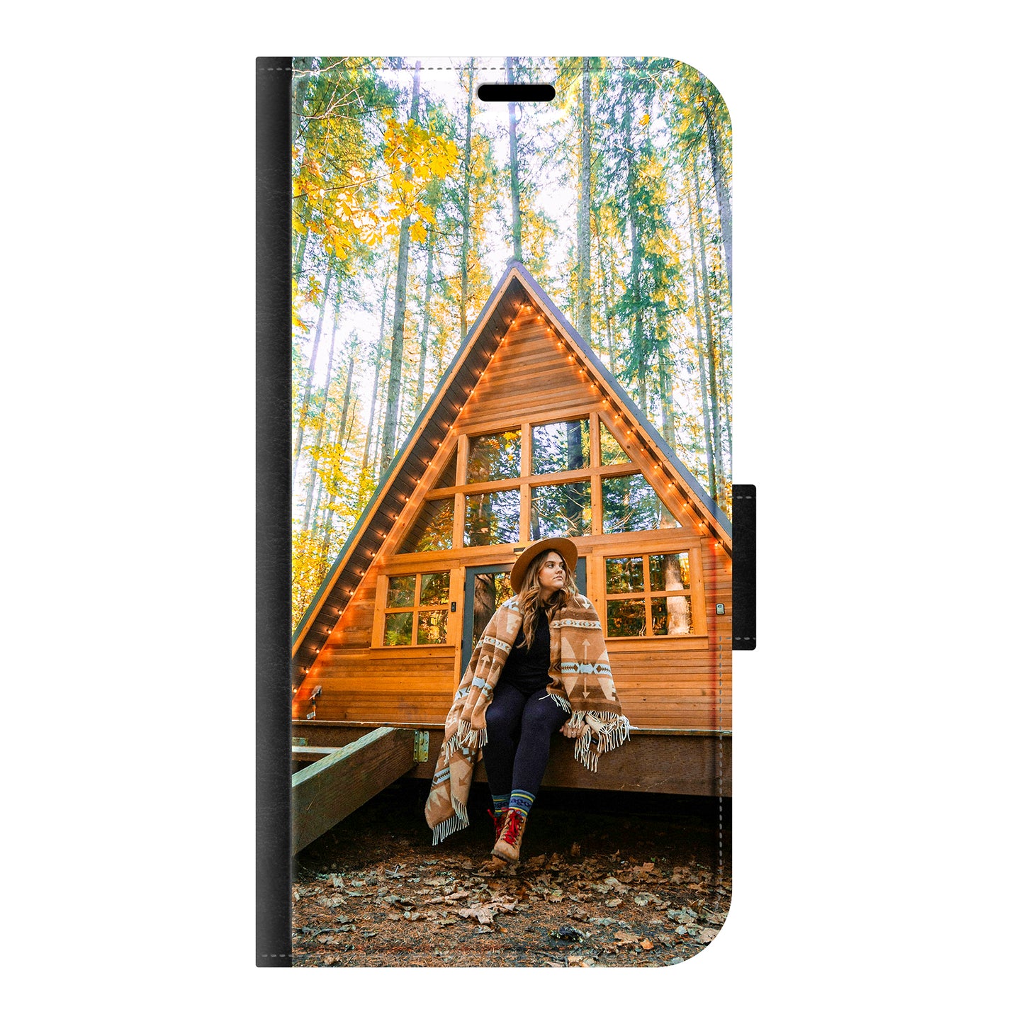 Apple iPhone 16 Wallet case (front printed, black)