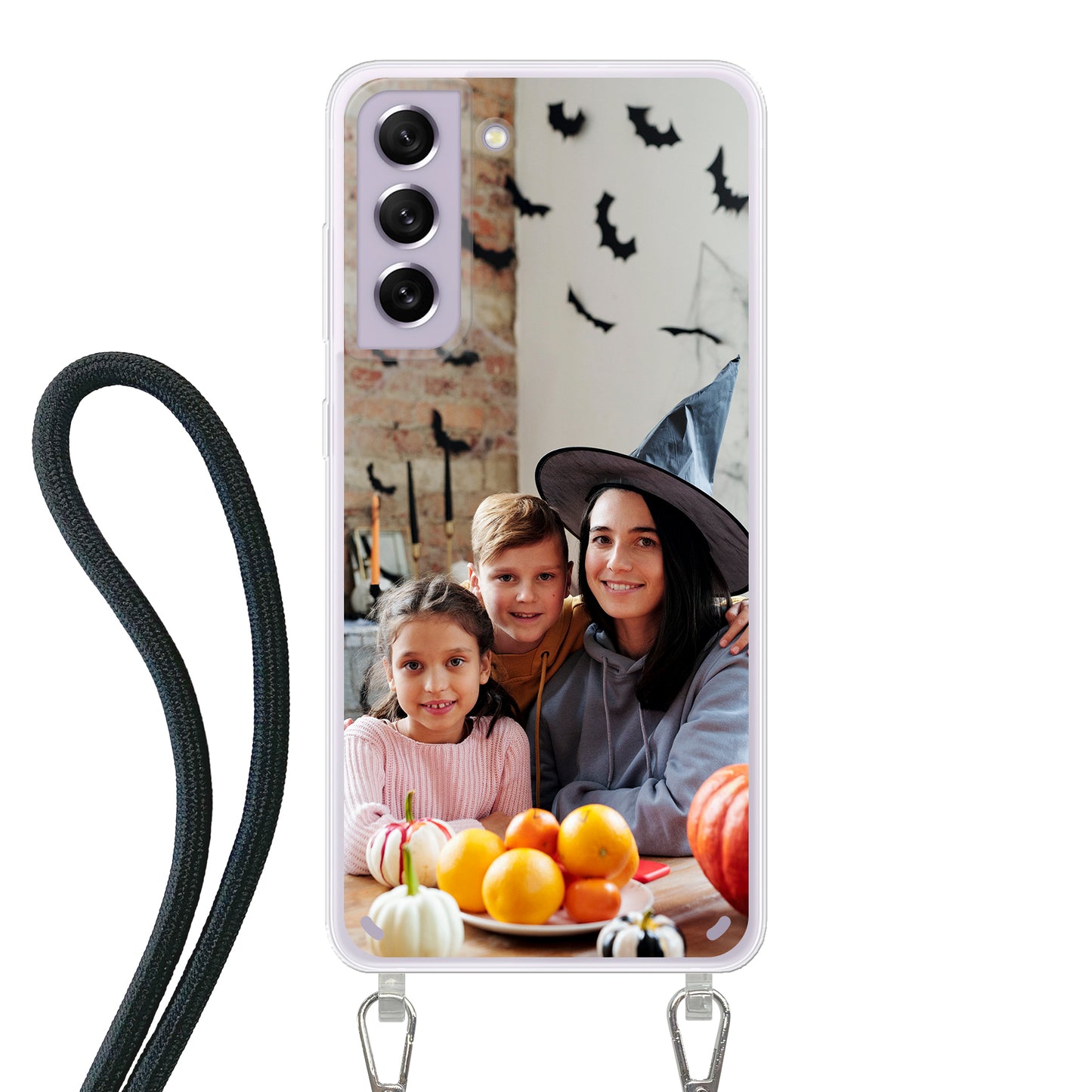 Samsung Galaxy S21 FE Cover Trasparente con Cinturino per Tracolla (Crossbody) - Stampa sul Retro