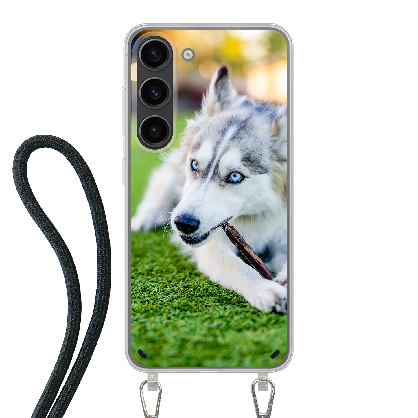 Samsung Galaxy S23 Plus Cover Trasparente con Cinturino per Tracolla (Crossbody) - Stampa sul Retro