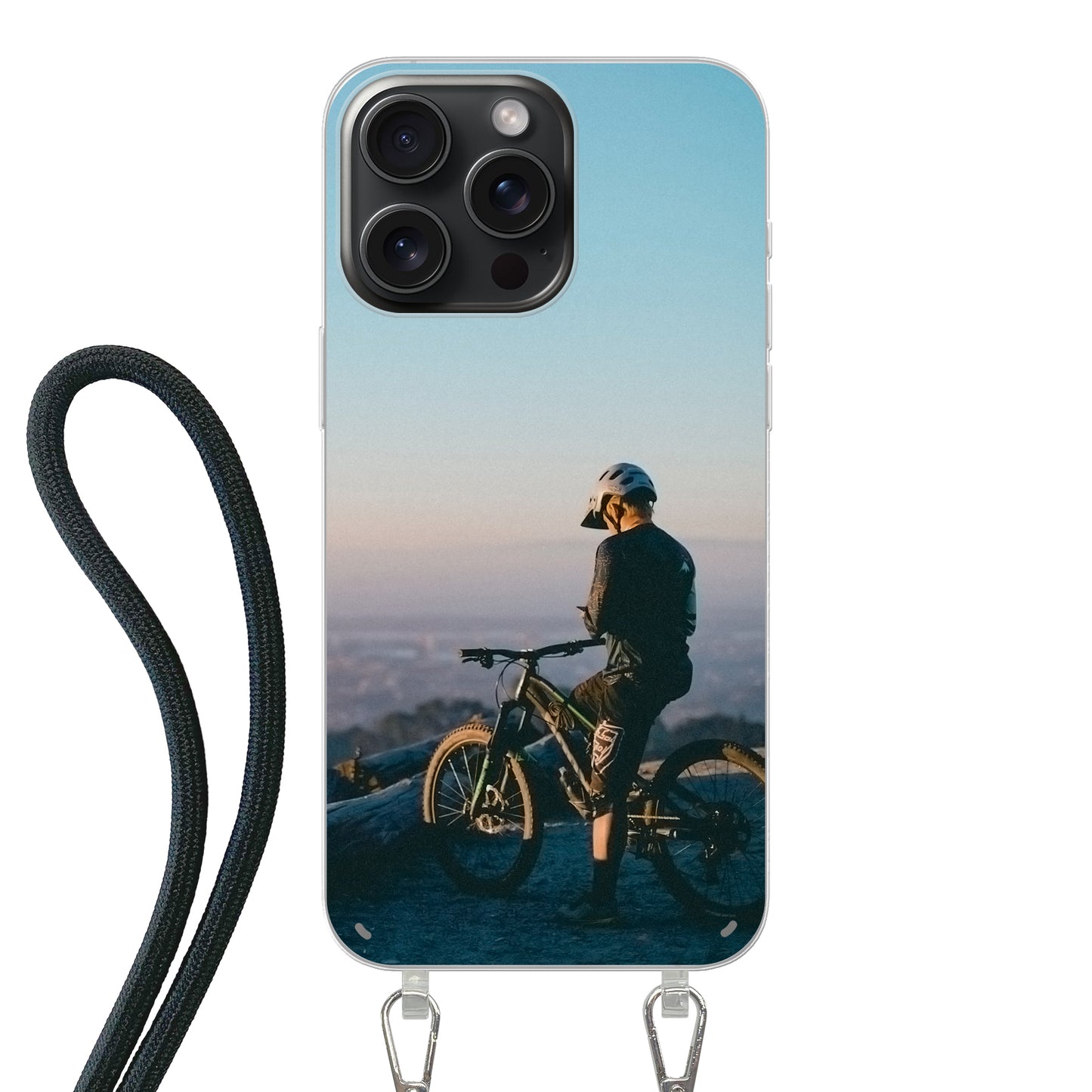 Apple iPhone 15 Pro Cover Trasparente con Cinturino per Tracolla (Crossbody) - Stampa sul Retro