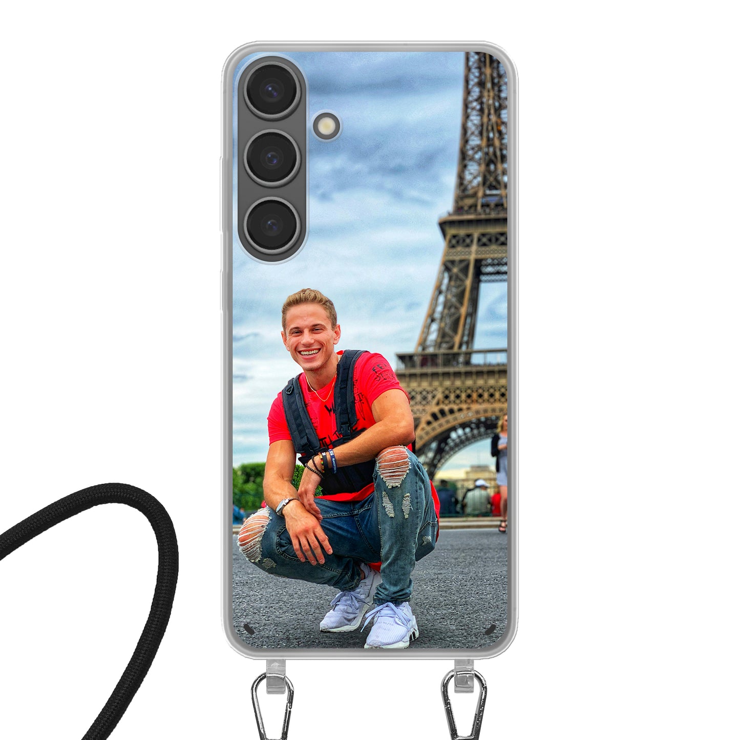 Samsung Galaxy S24 Plus Cover Trasparente con Cinturino per Tracolla (Crossbody) - Stampa sul Retro