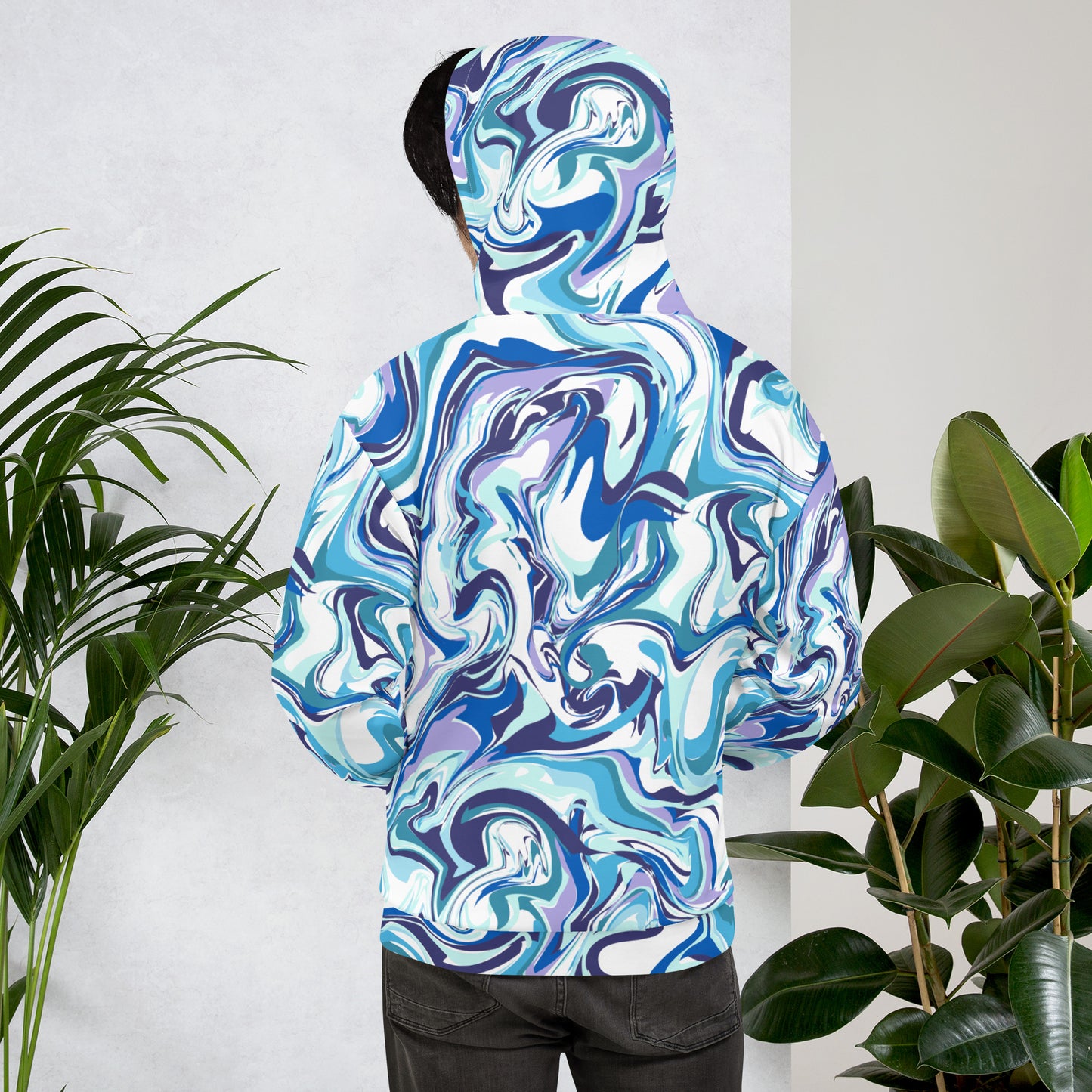 Onde Blu - Felpa Unisex con Cappuccio