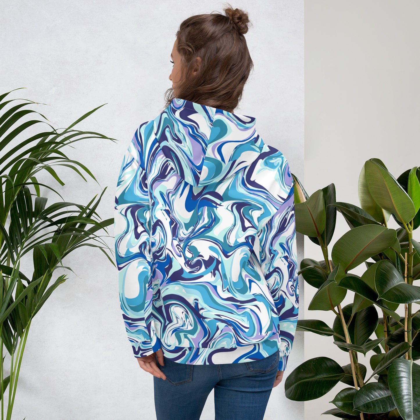 Onde Blu - Felpa Unisex con Cappuccio