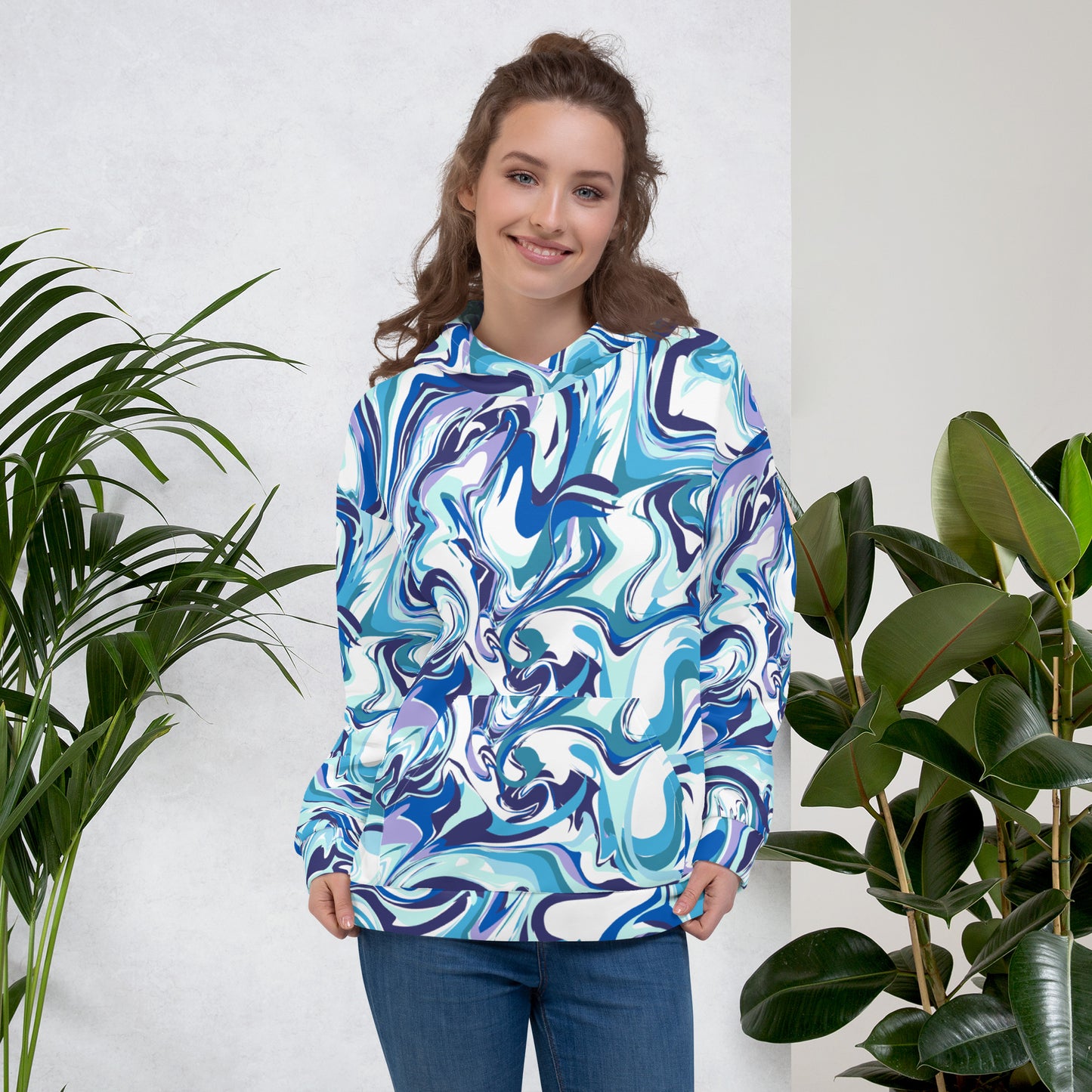 Onde Blu - Felpa Unisex con Cappuccio