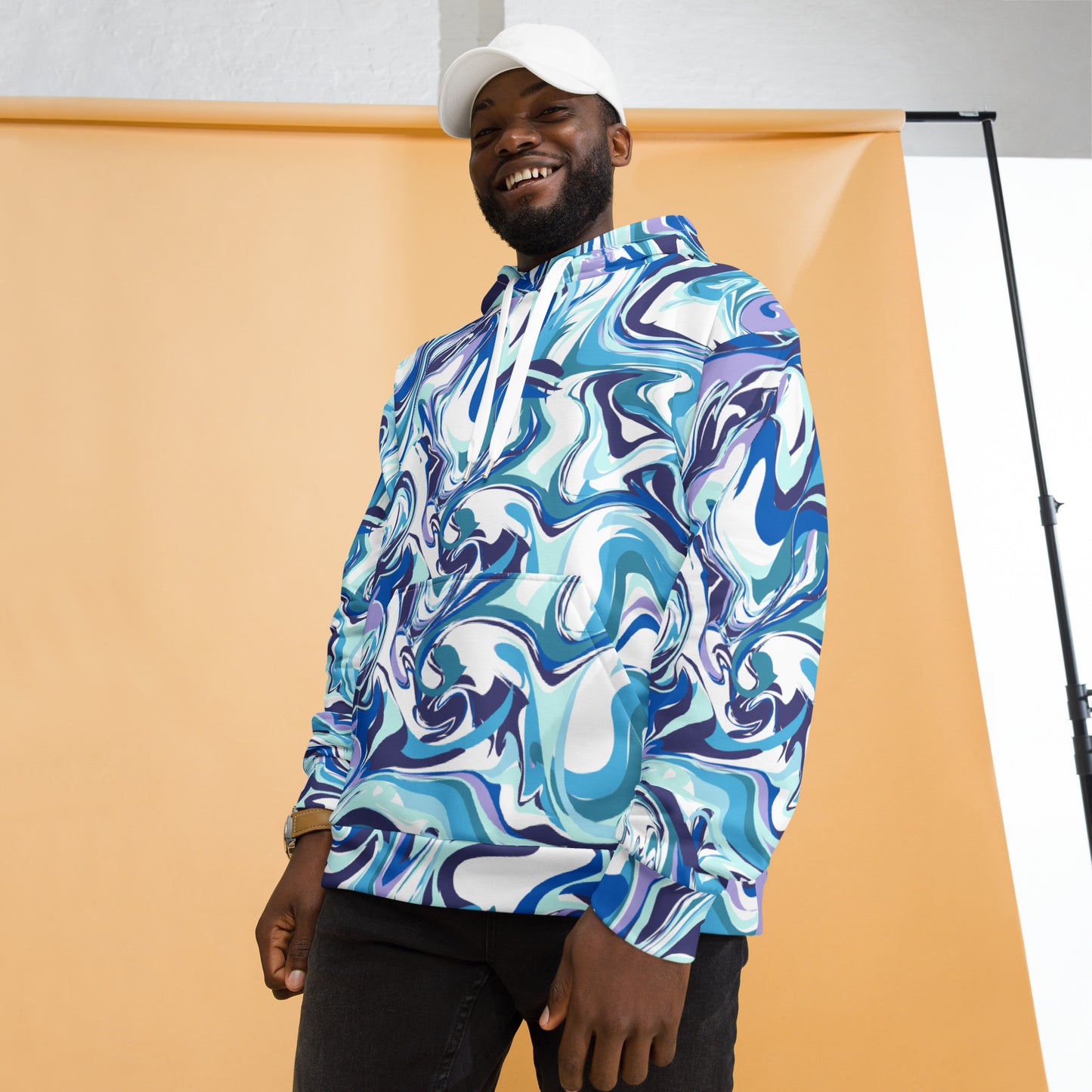 Onde Blu - Felpa Unisex con Cappuccio