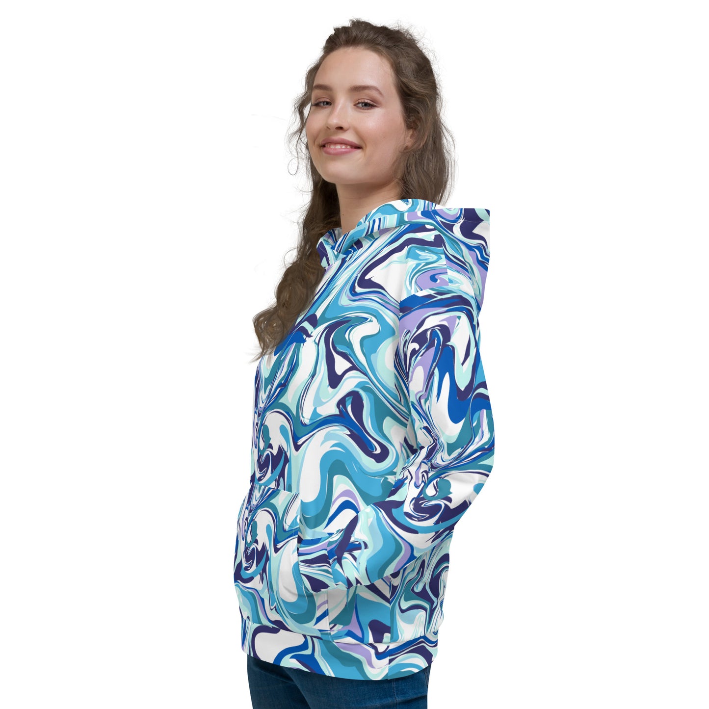 Onde Blu - Felpa Unisex con Cappuccio