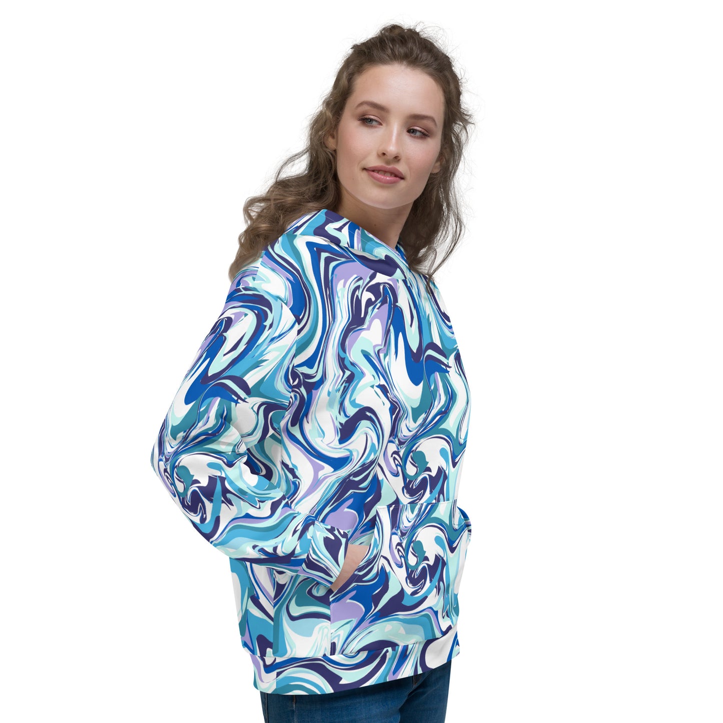 Onde Blu - Felpa Unisex con Cappuccio