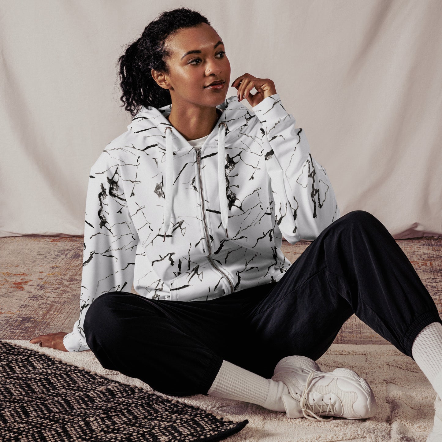Marble - Felpa Unisex con Cappuccio e Zip