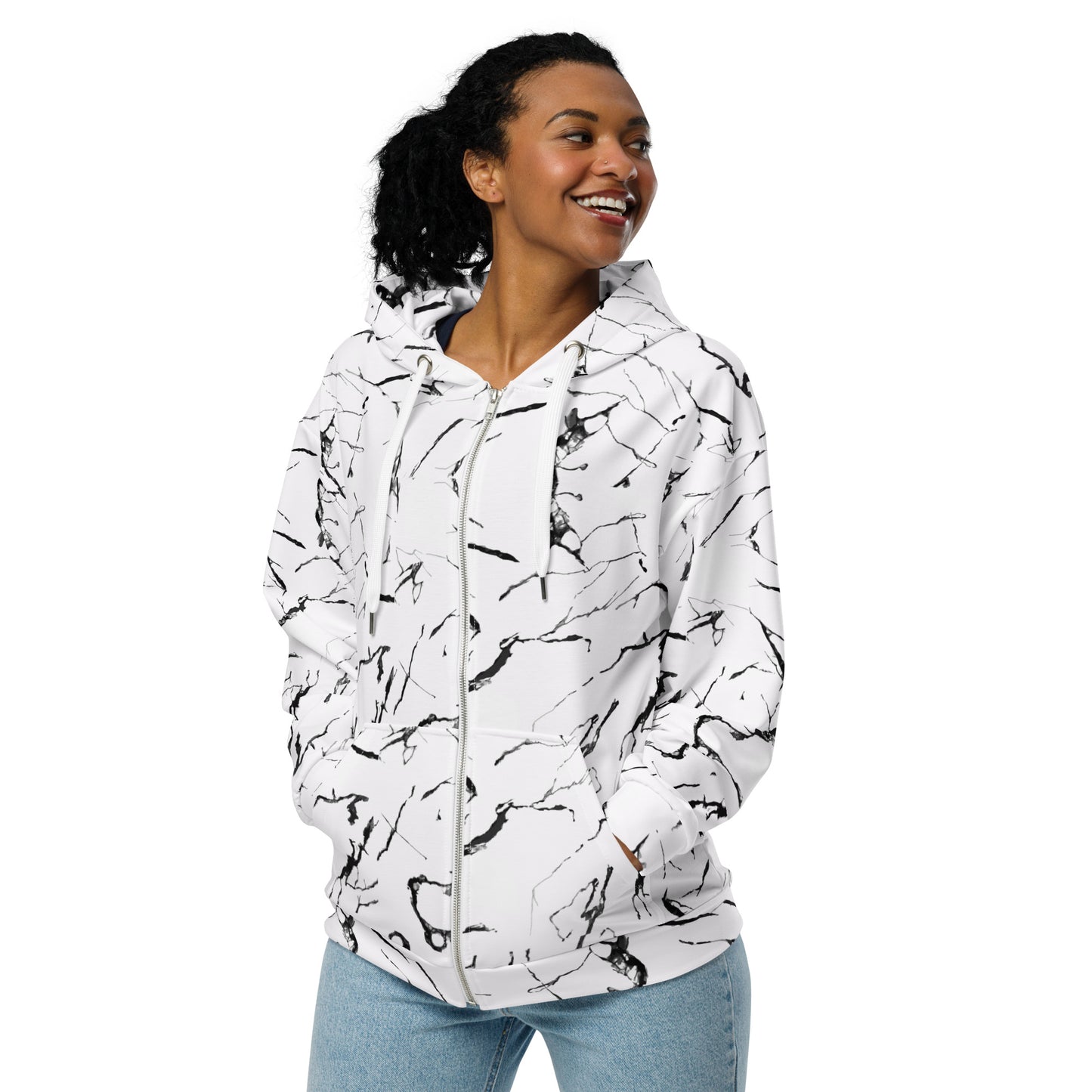 Marble - Felpa Unisex con Cappuccio e Zip