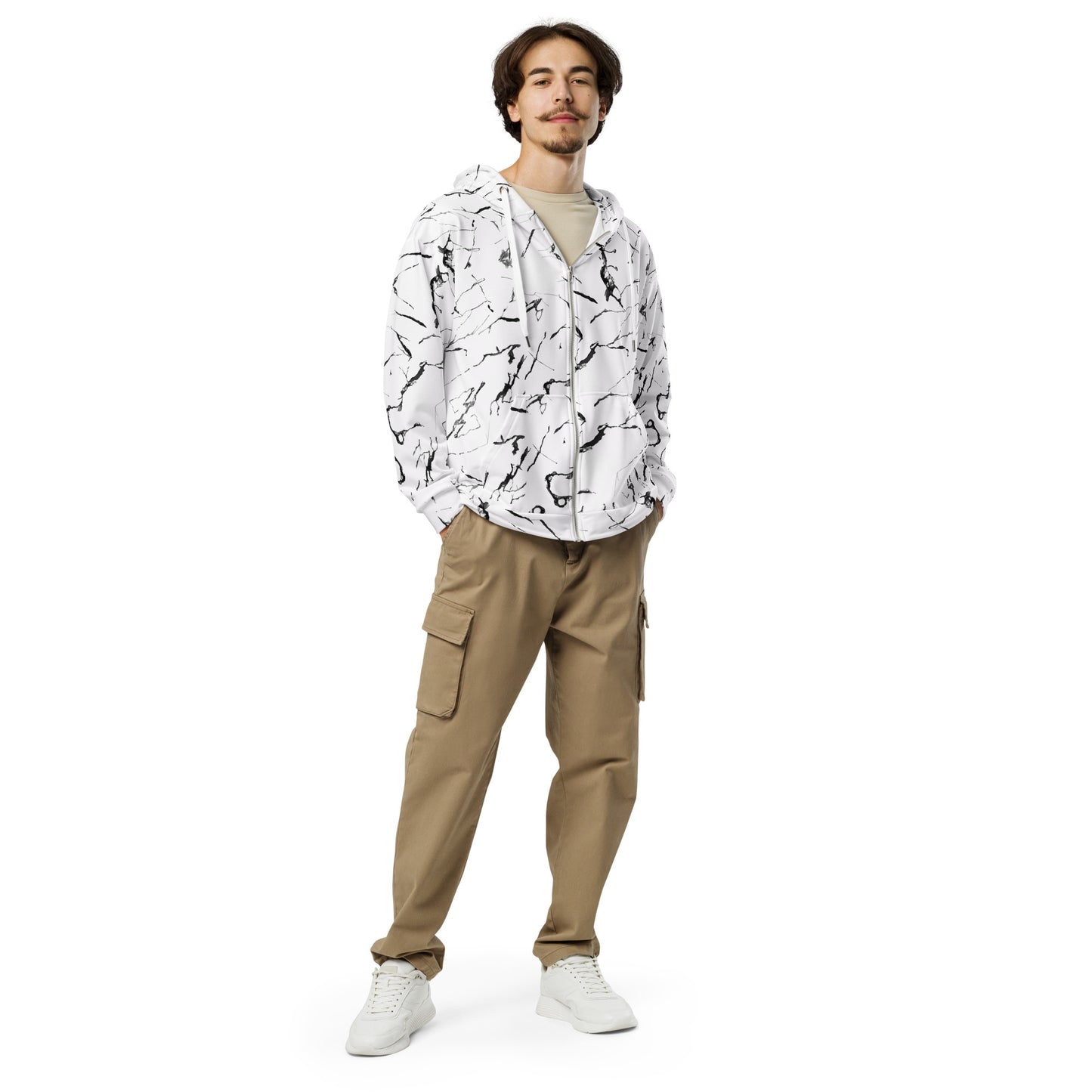 Marble - Felpa Unisex con Cappuccio e Zip