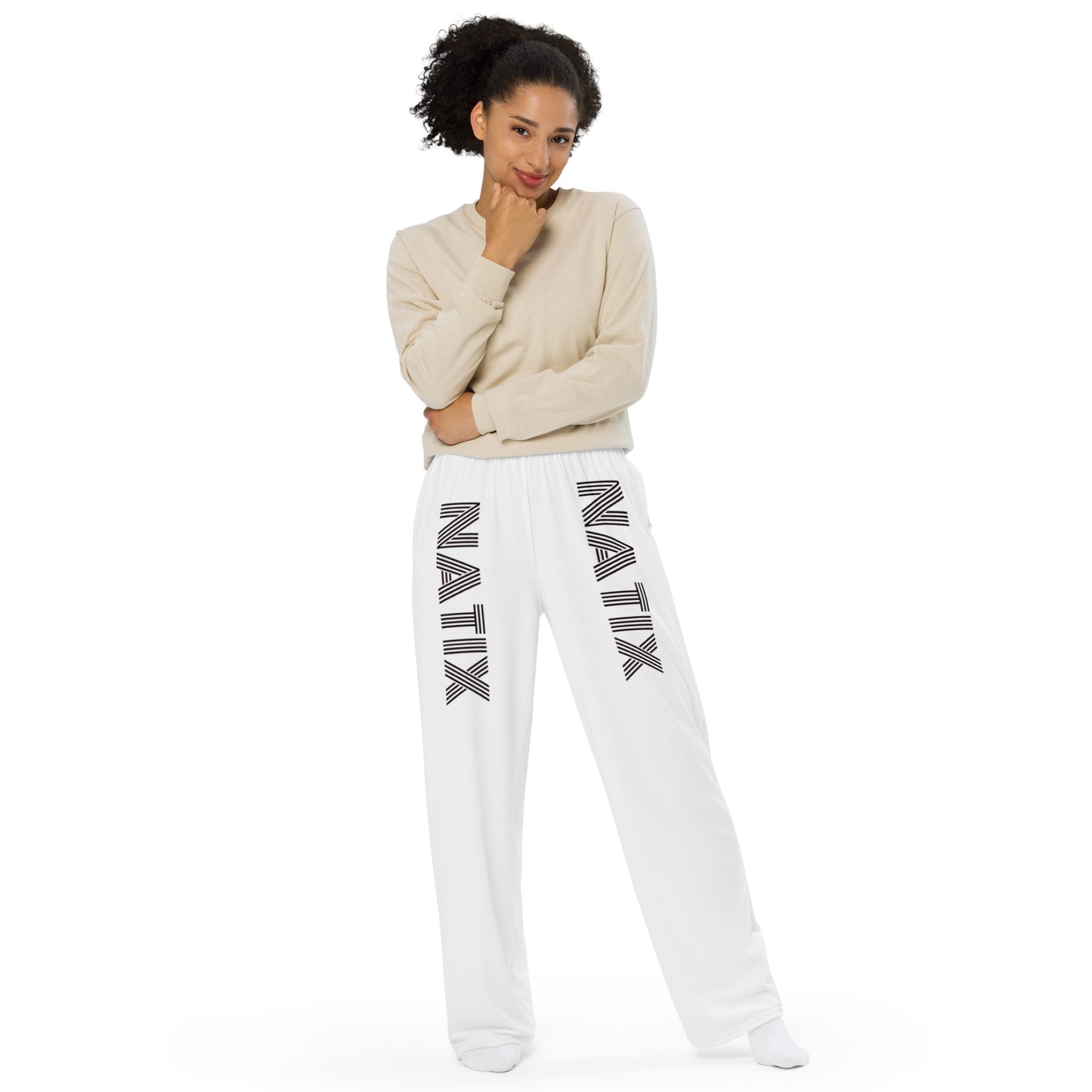 N° 1 ---All-over print unisex wide-leg pants