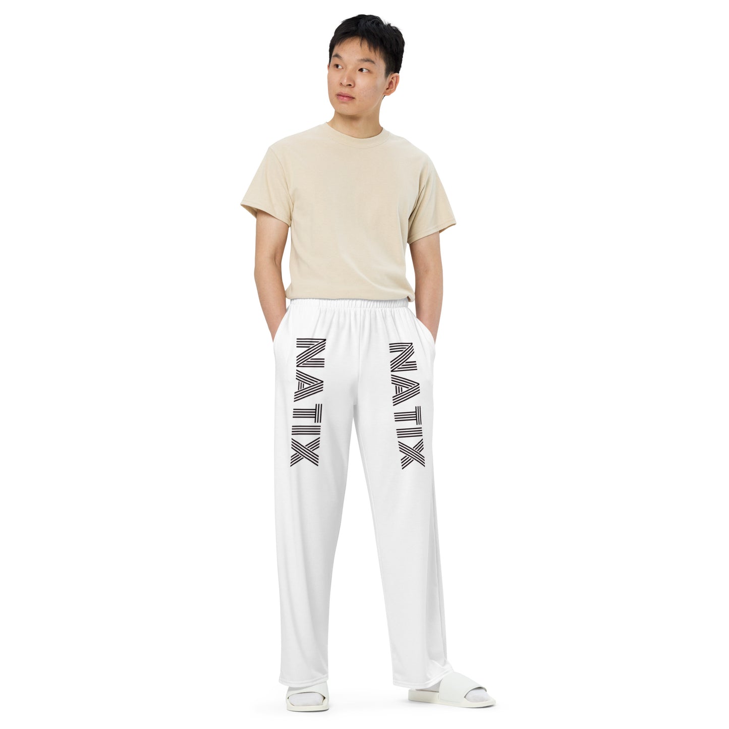 N° 1 ---All-over print unisex wide-leg pants