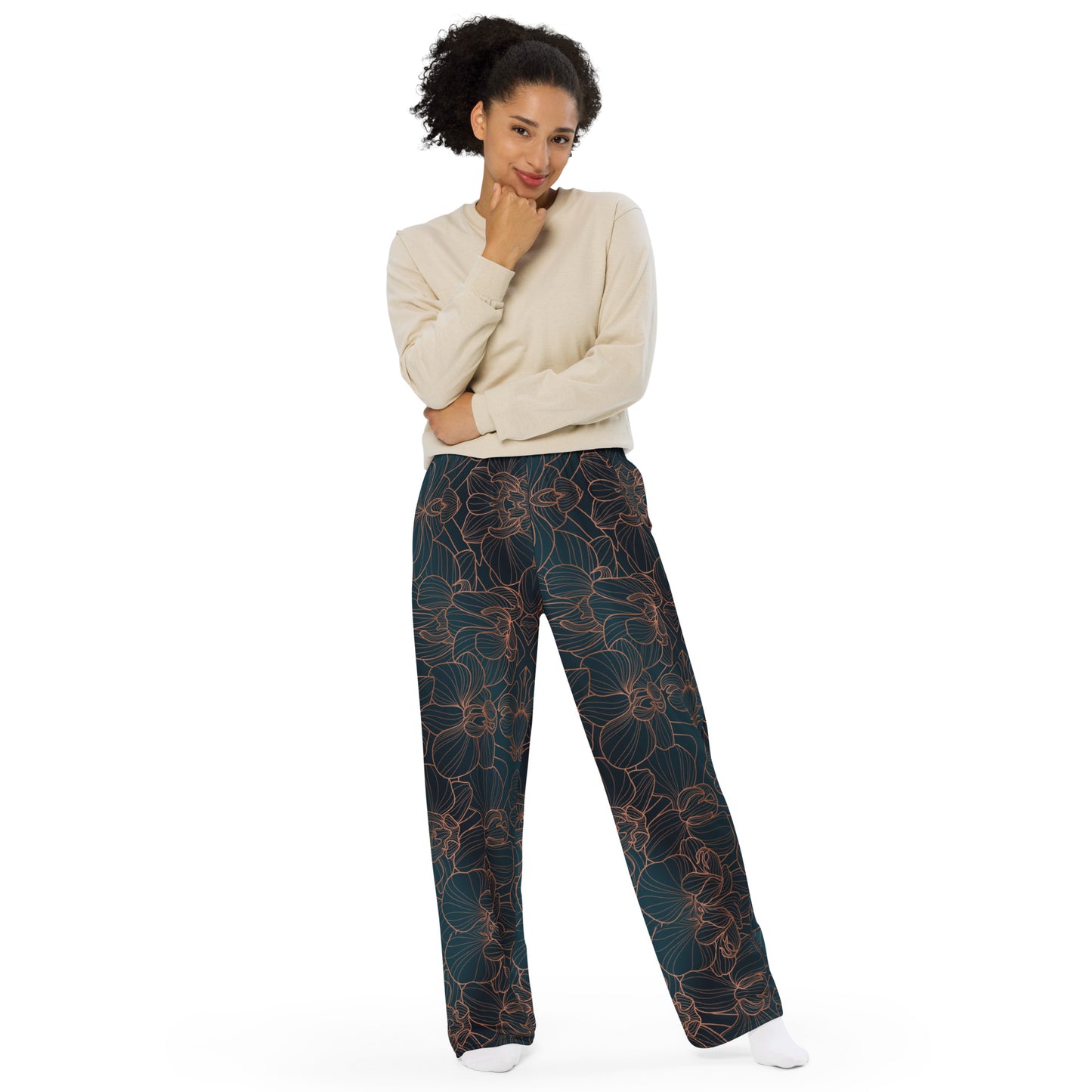 Orchidea - Pantaloni Unisex a Gamba Larga