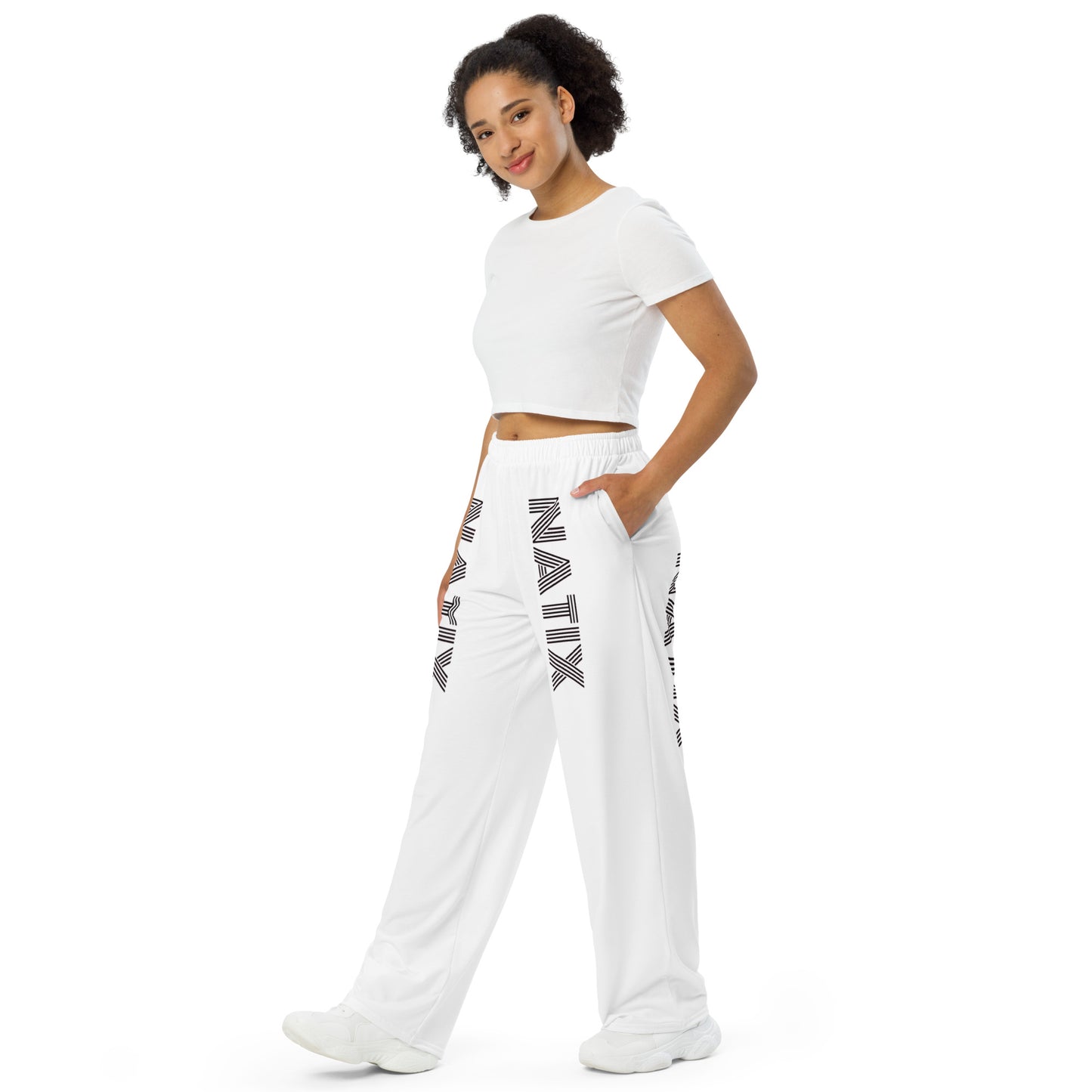 N° 1 ---All-over print unisex wide-leg pants