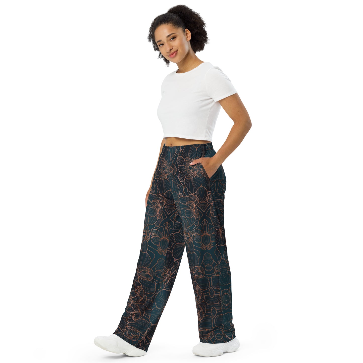 Orchidea - Pantaloni Unisex a Gamba Larga