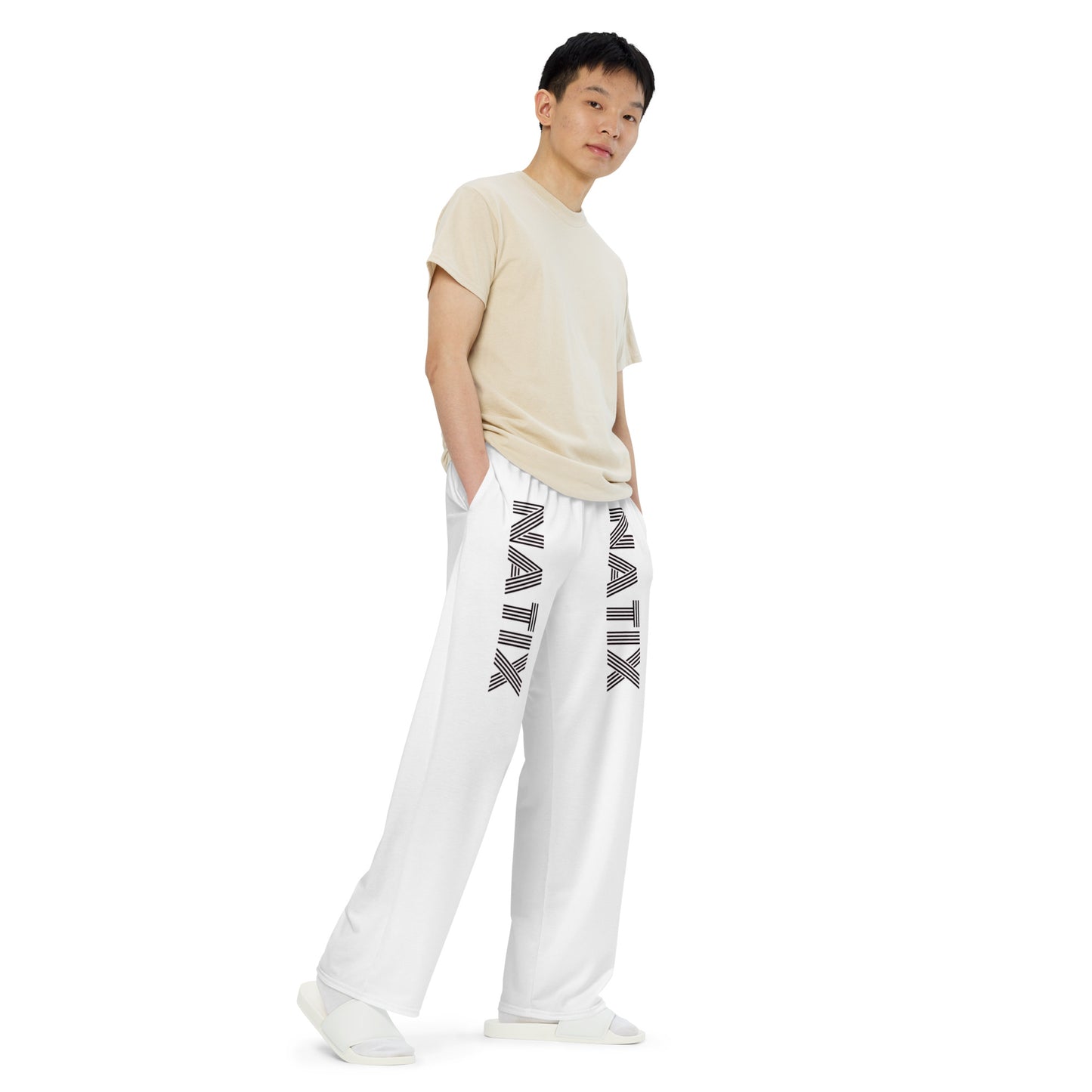 N° 1 ---All-over print unisex wide-leg pants