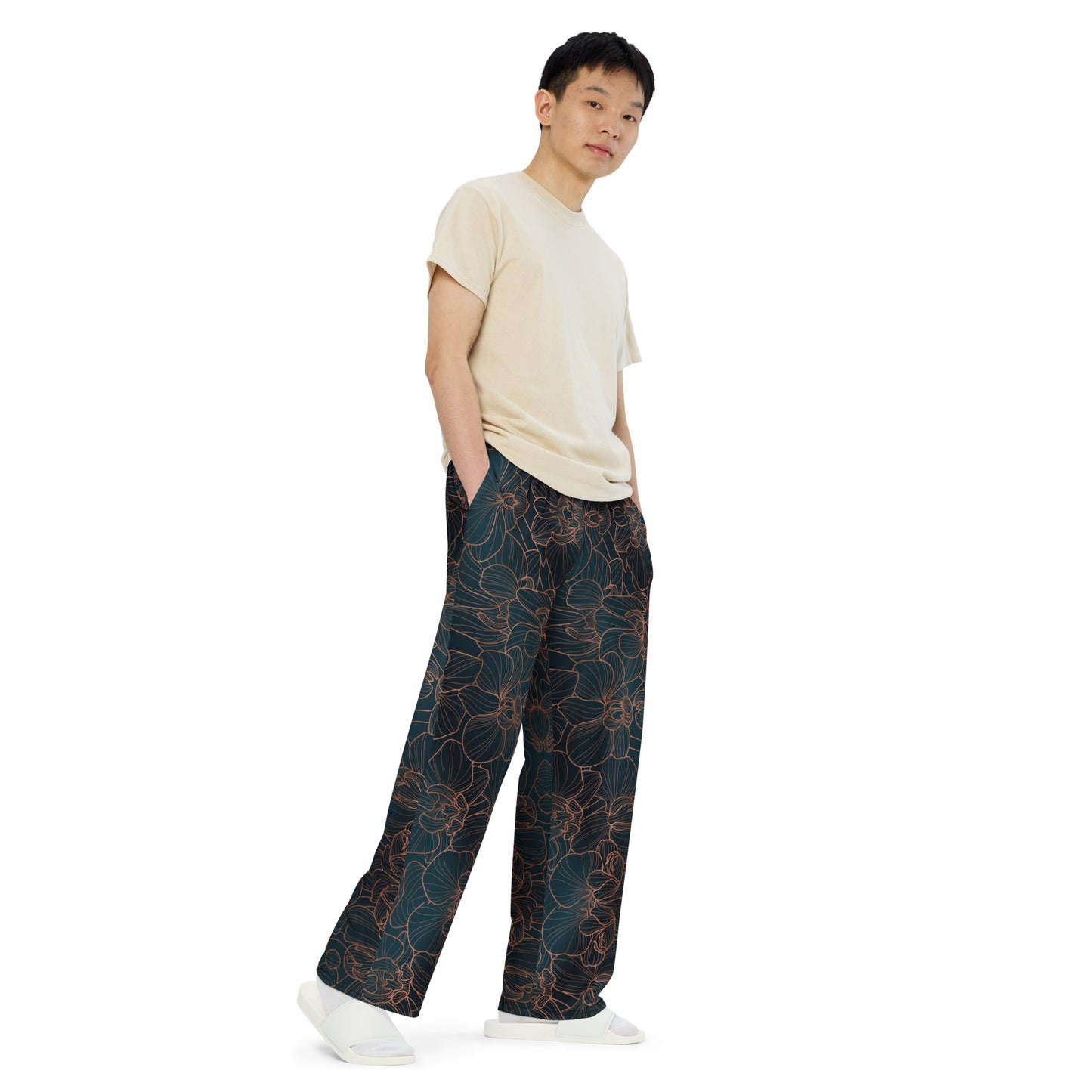 Orchidea - Pantaloni Unisex a Gamba Larga