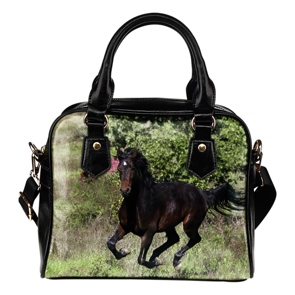 Cavallo sull'erba - Borsa con manici e tracolla -