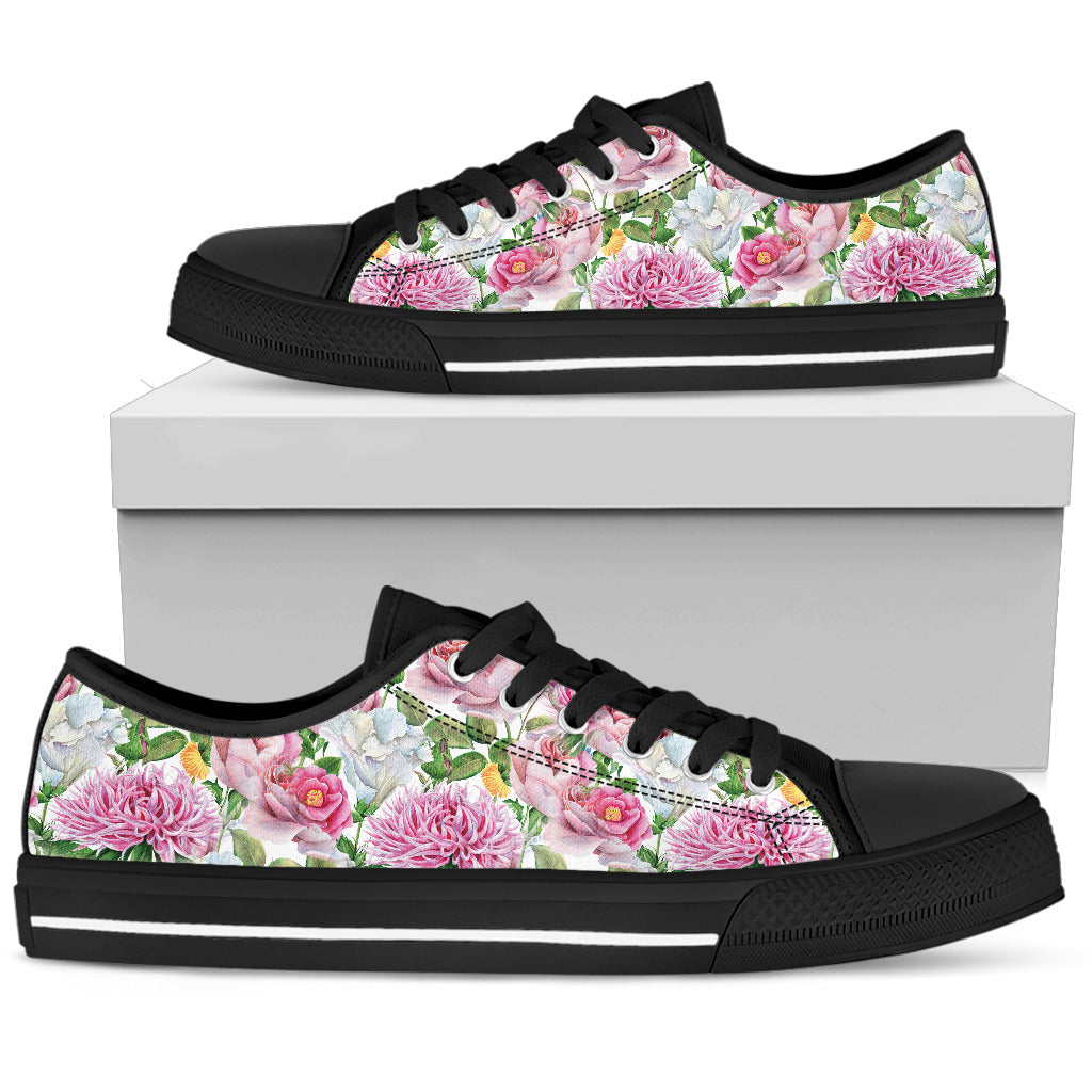 Acquarello di Fiori - Low Top Donna /Suola Nera