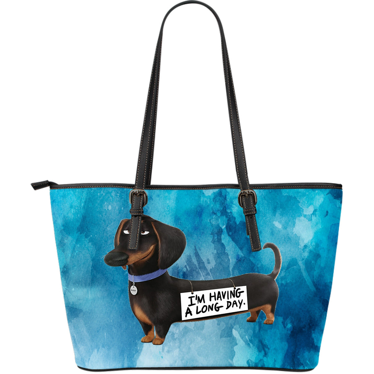 Dachshund Dog Long Day Leather Shoulder Bag