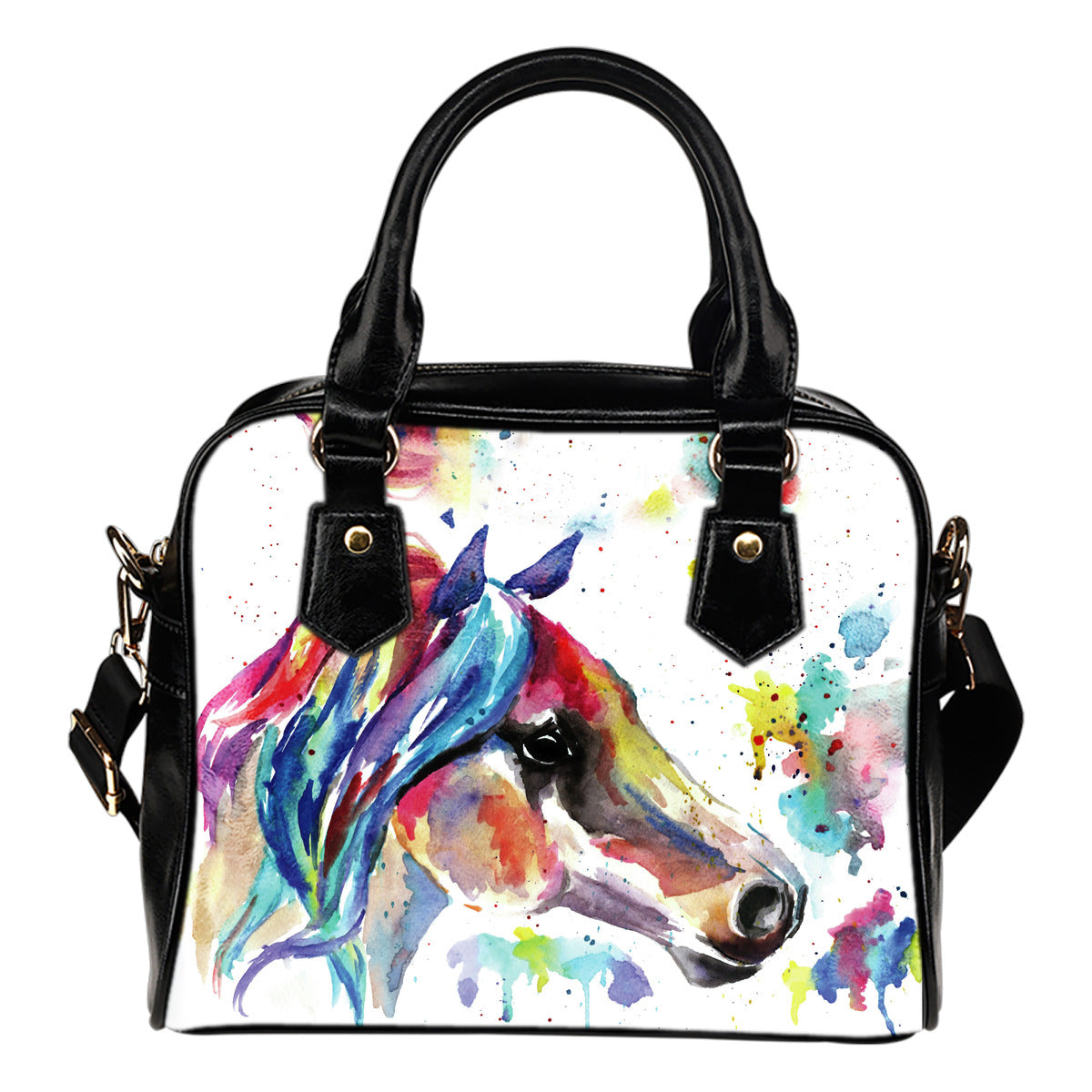 Cavallo colorato 1 - Borsa con manici e tracolla -