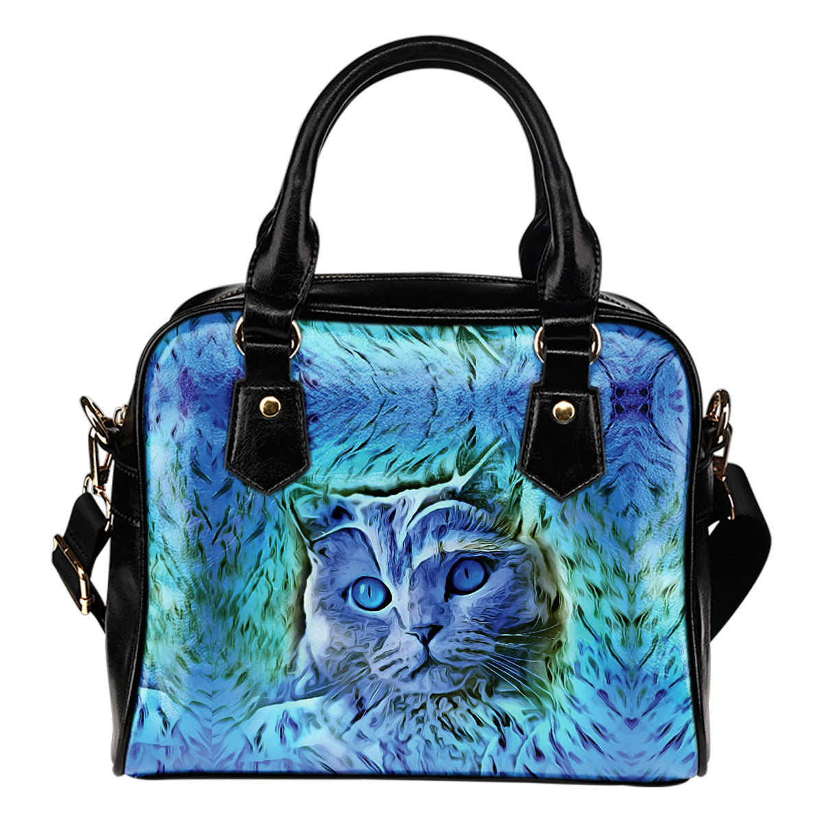 Gatto Blu - Borsa con manici e tracolla -