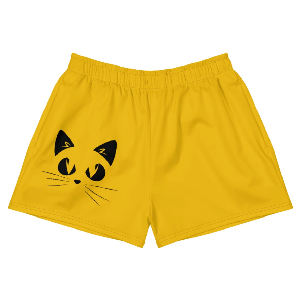 Gatto Sfondo Giallo - Pantaloncini Sportivi Donna -