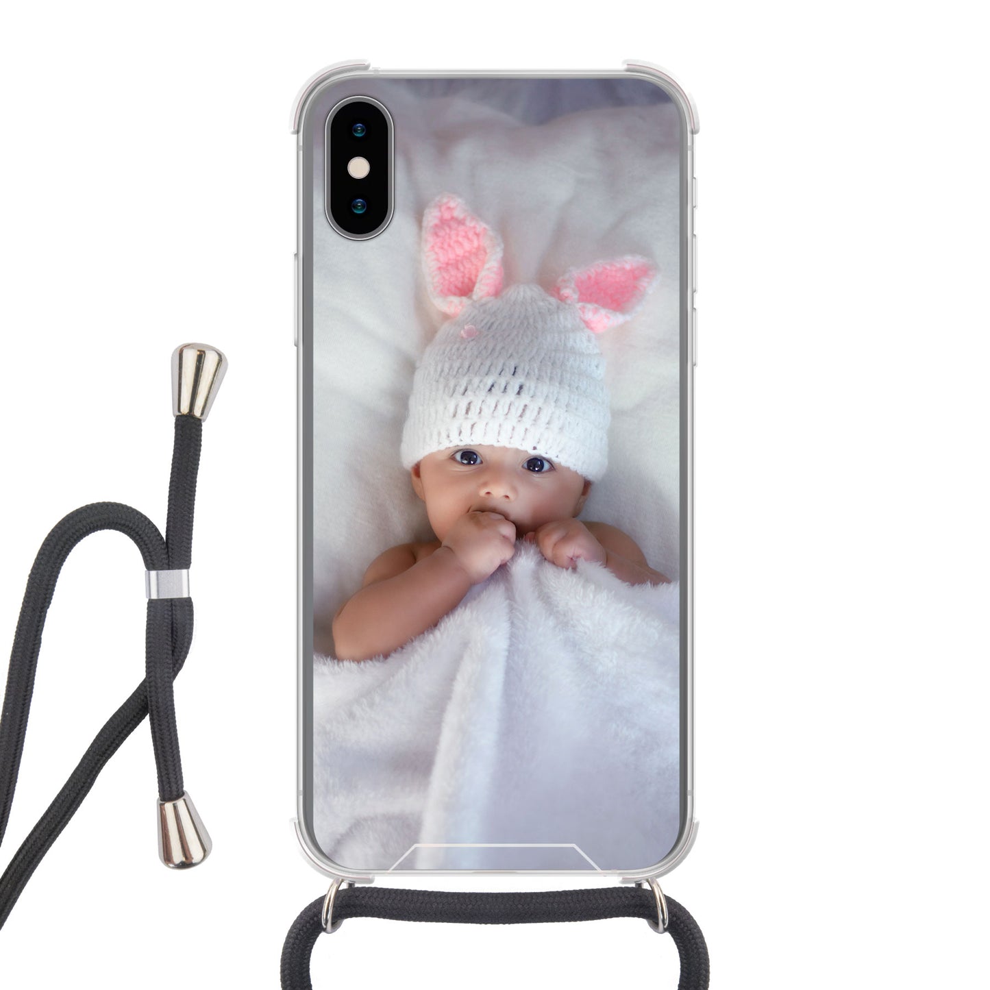 Apple iPhone X / Xs Cover Trasparente con Cinturino per Tracolla (Crossbody) - Stampa sul Retro