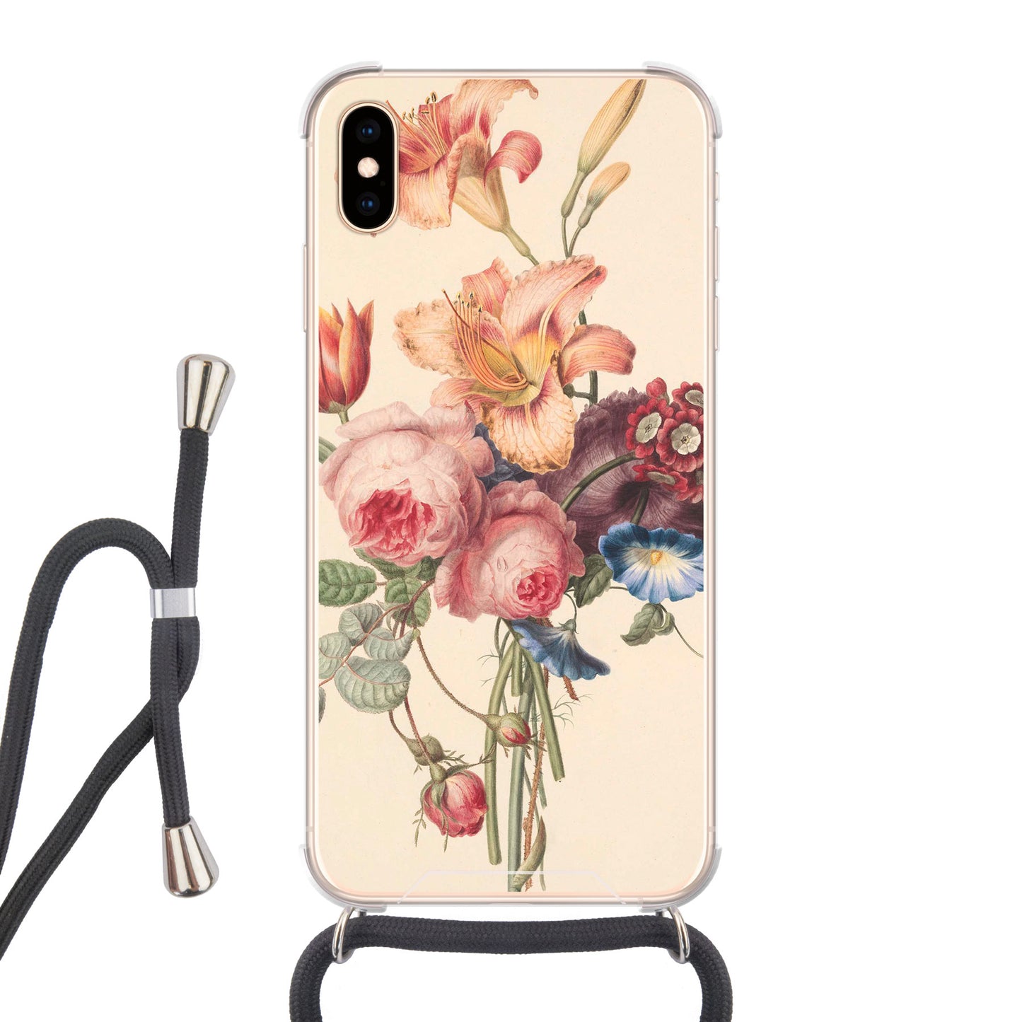 Apple iPhone Xs Max Cover Trasparente con Cinturino per Tracolla (Crossbody) - Stampa sul Retro