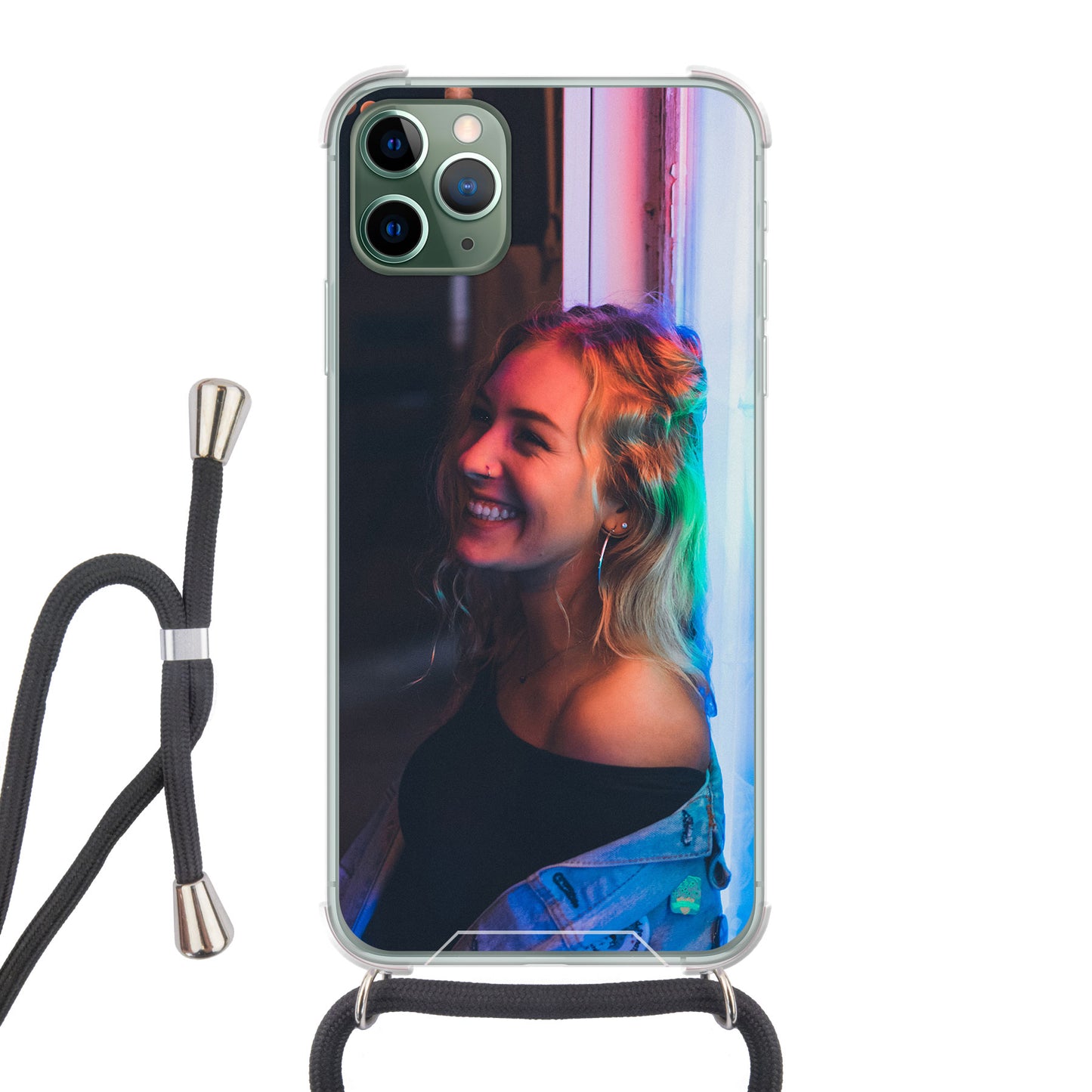 Apple iPhone 11 Pro Max Cover Trasparente con Cinturino per Tracolla (Crossbody) - Stampa sul Retro