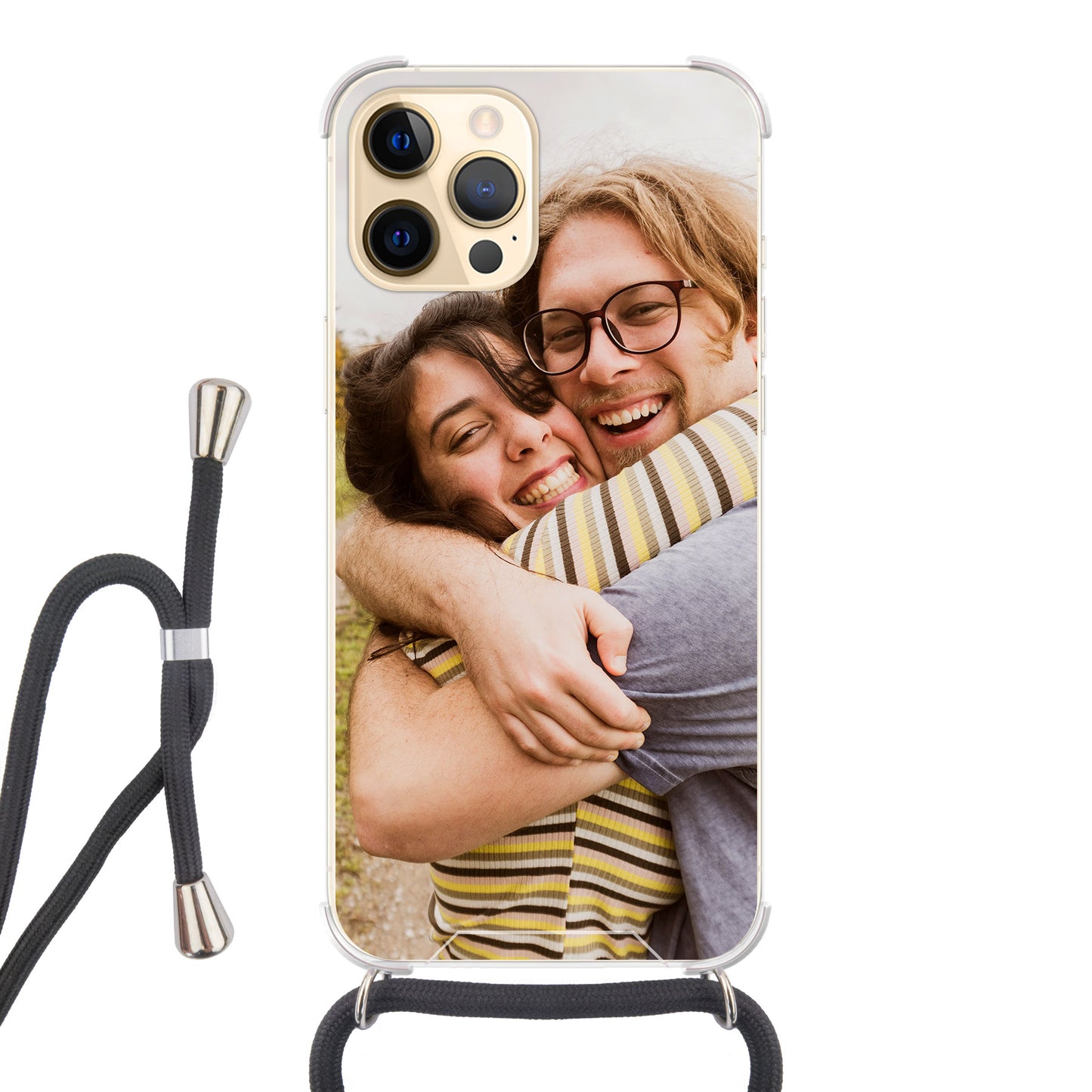 Apple iPhone 12 Pro Max Cover Trasparente con Cinturino per Tracolla (Crossbody) - Stampa sul Retro