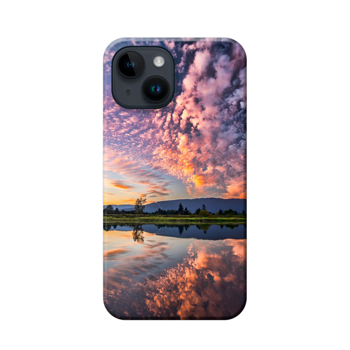 Apple iPhone 14 Cover Rigida Lucida con inserto in Gomma - Stampa 100% su Retro e Lati