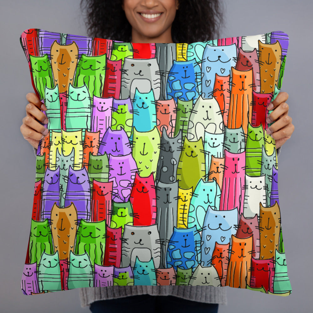 Gatti Colorati - Cuscino Imbottito cm. 55 x 55 -
