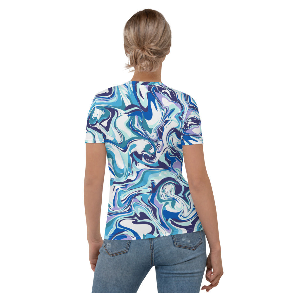 Onde Blu- T-Shirt Girocollo Donna