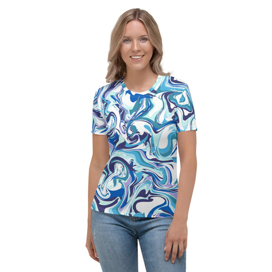 Onde Blu- T-Shirt Girocollo Donna