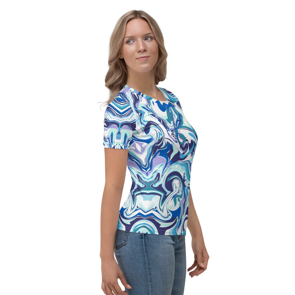 Onde Blu- T-Shirt Girocollo Donna