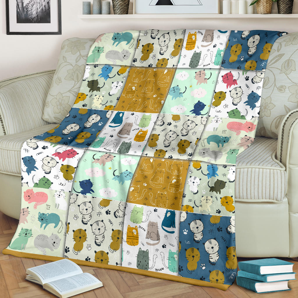 Gatti e Quadri Marron - Coperta in Pile -