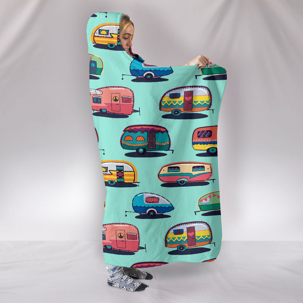 Vita in Caravan ( Azzurro ) - Coperta con Cappuccio -