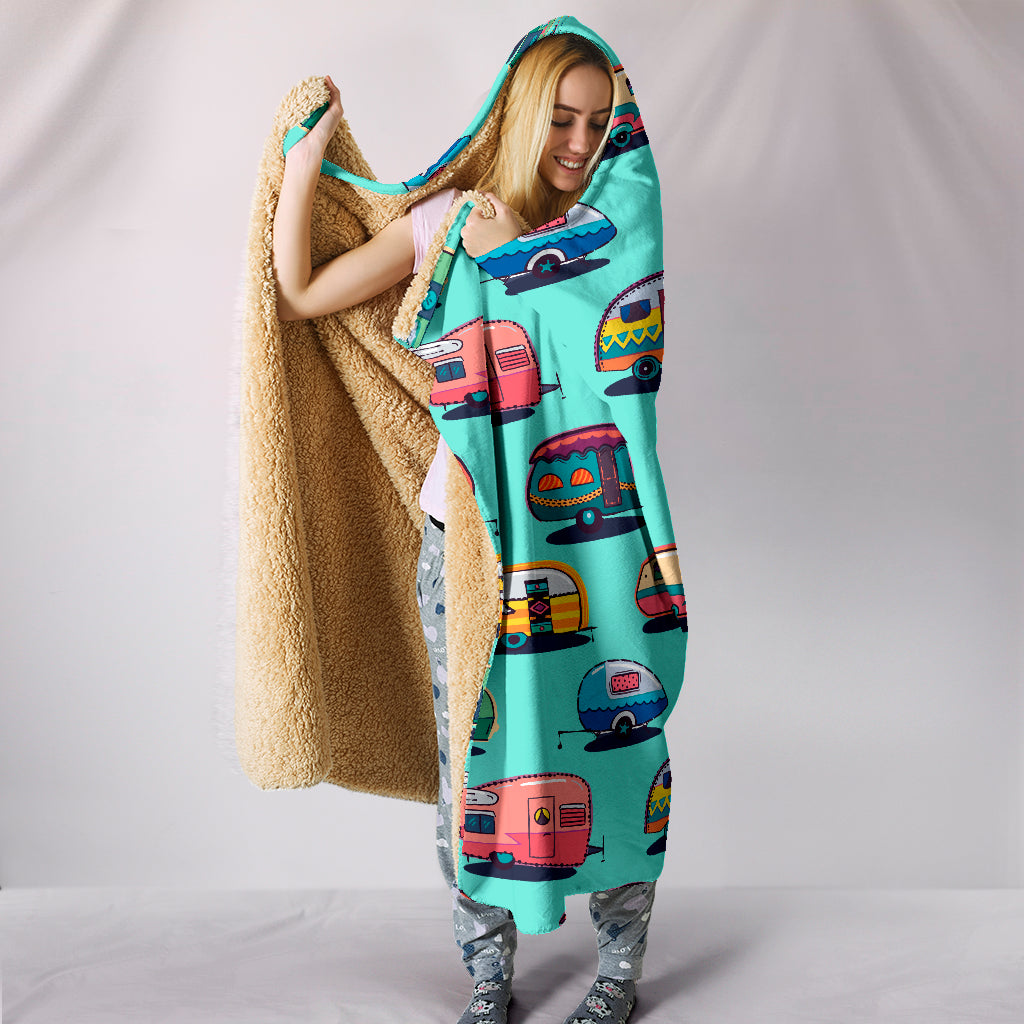 Vita in Caravan ( Azzurro ) - Coperta con Cappuccio -