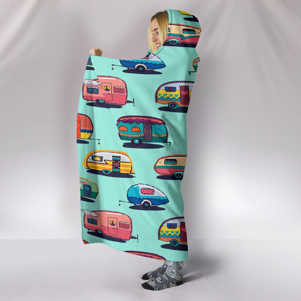 Vita in Caravan ( Azzurro ) - Coperta con Cappuccio -