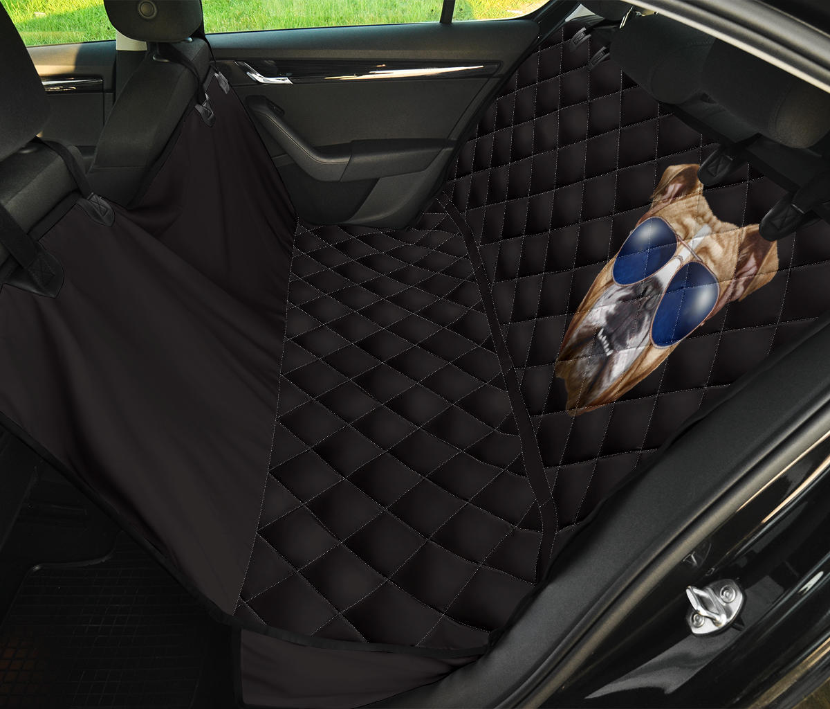 Bulldog con Occhiali - Coprisedile Auto per Amici a 4 Zampe -