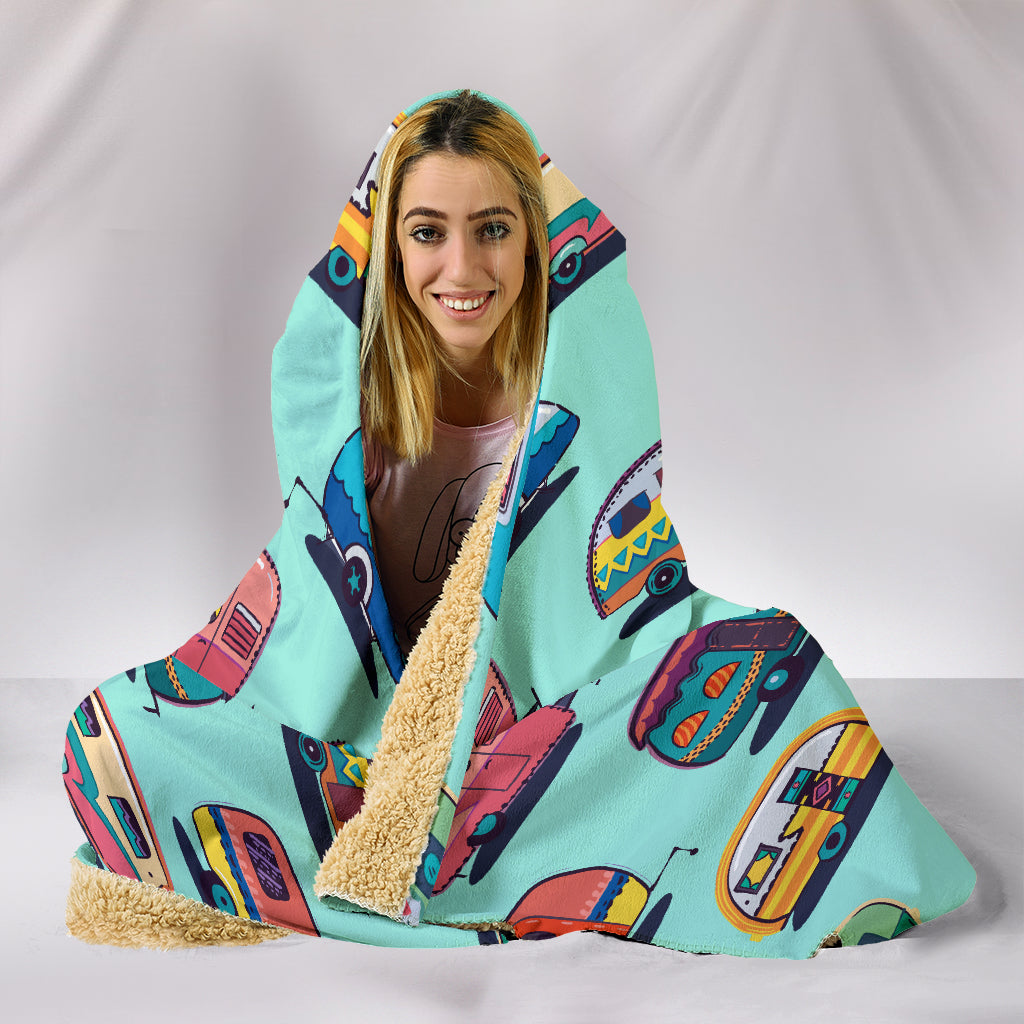 Vita in Caravan ( Azzurro ) - Coperta con Cappuccio -