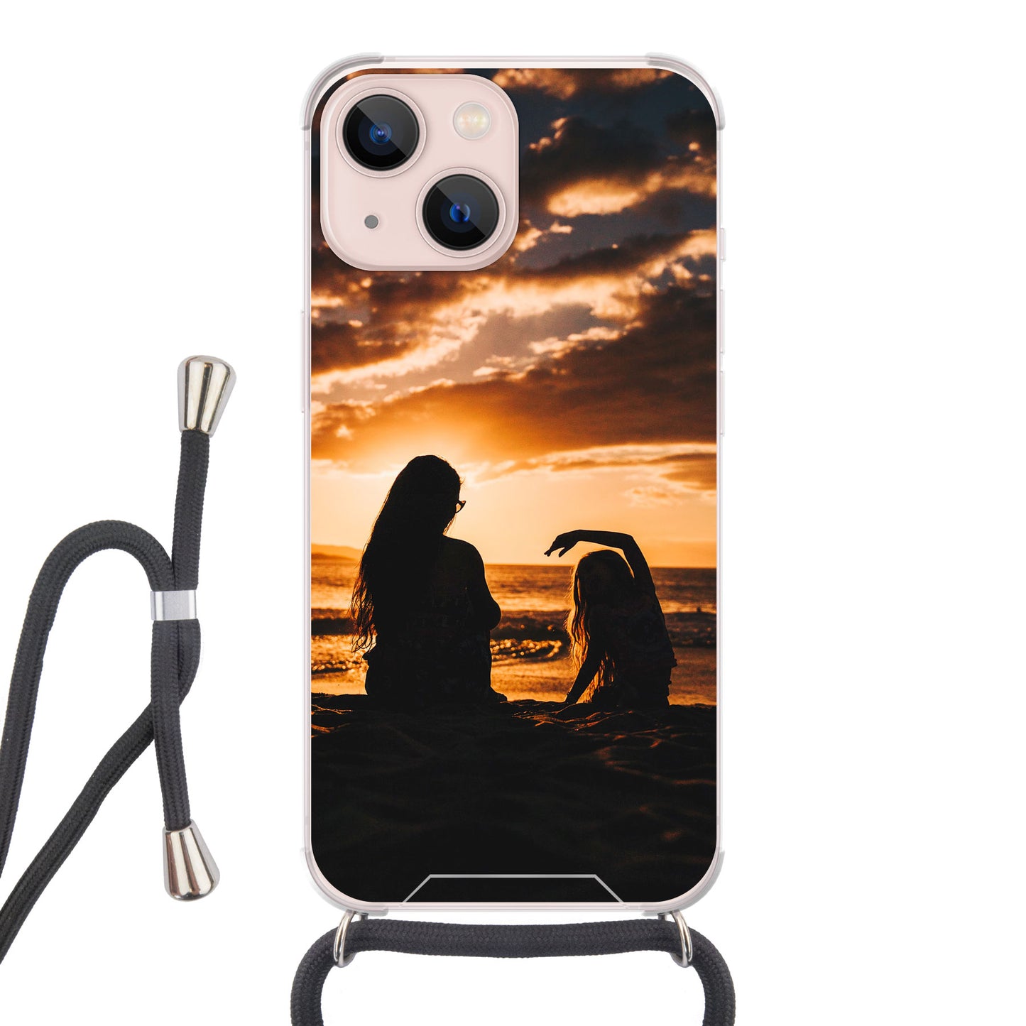 Apple iPhone 13 mini Crossbody case (back printed, transparent)