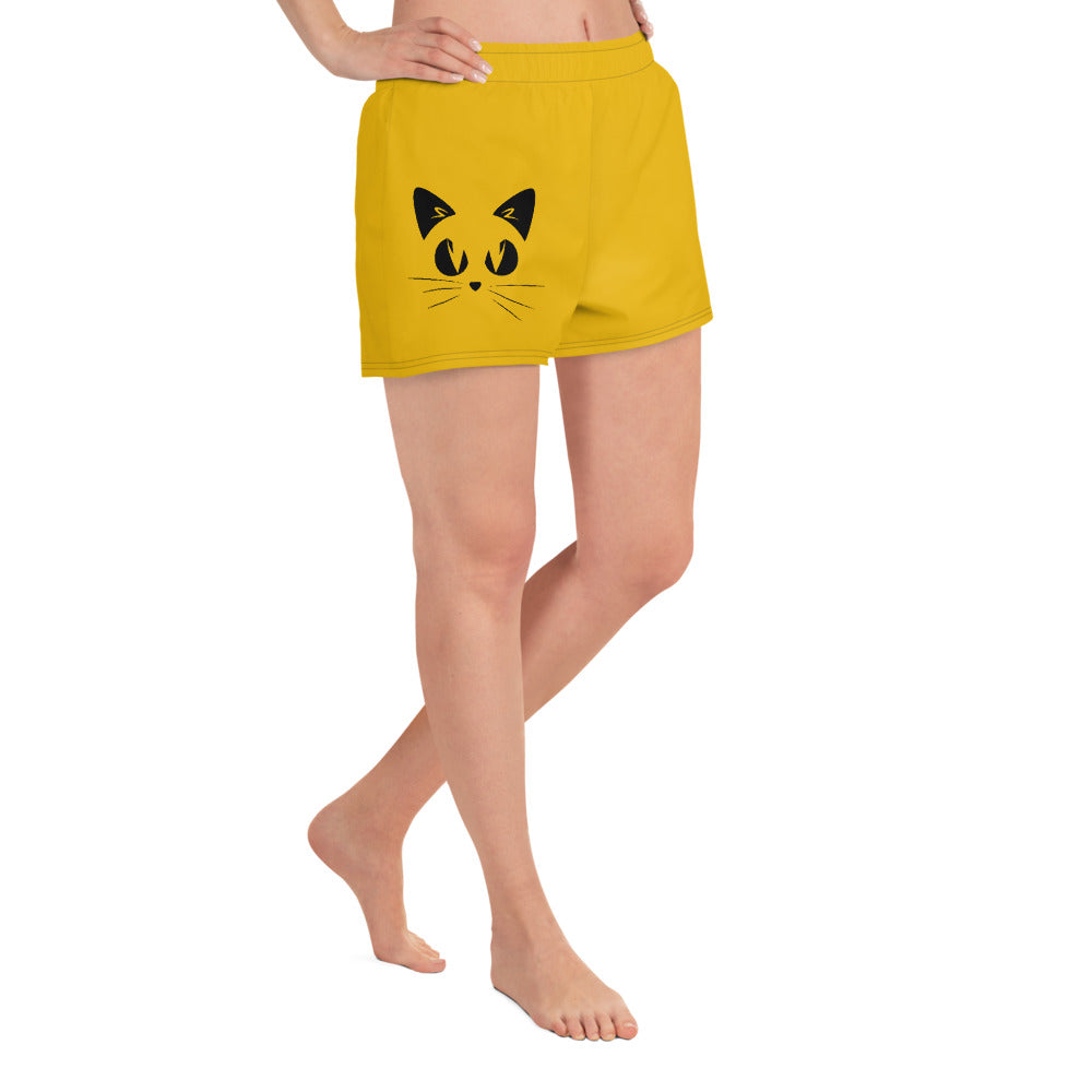 Gatto Sfondo Giallo - Pantaloncini Sportivi Donna -
