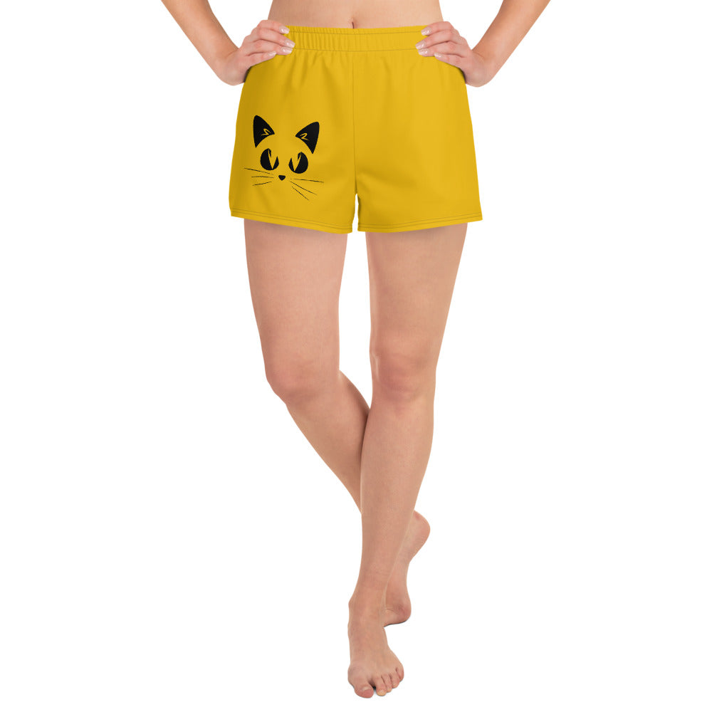 Gatto Sfondo Giallo - Pantaloncini Sportivi Donna -