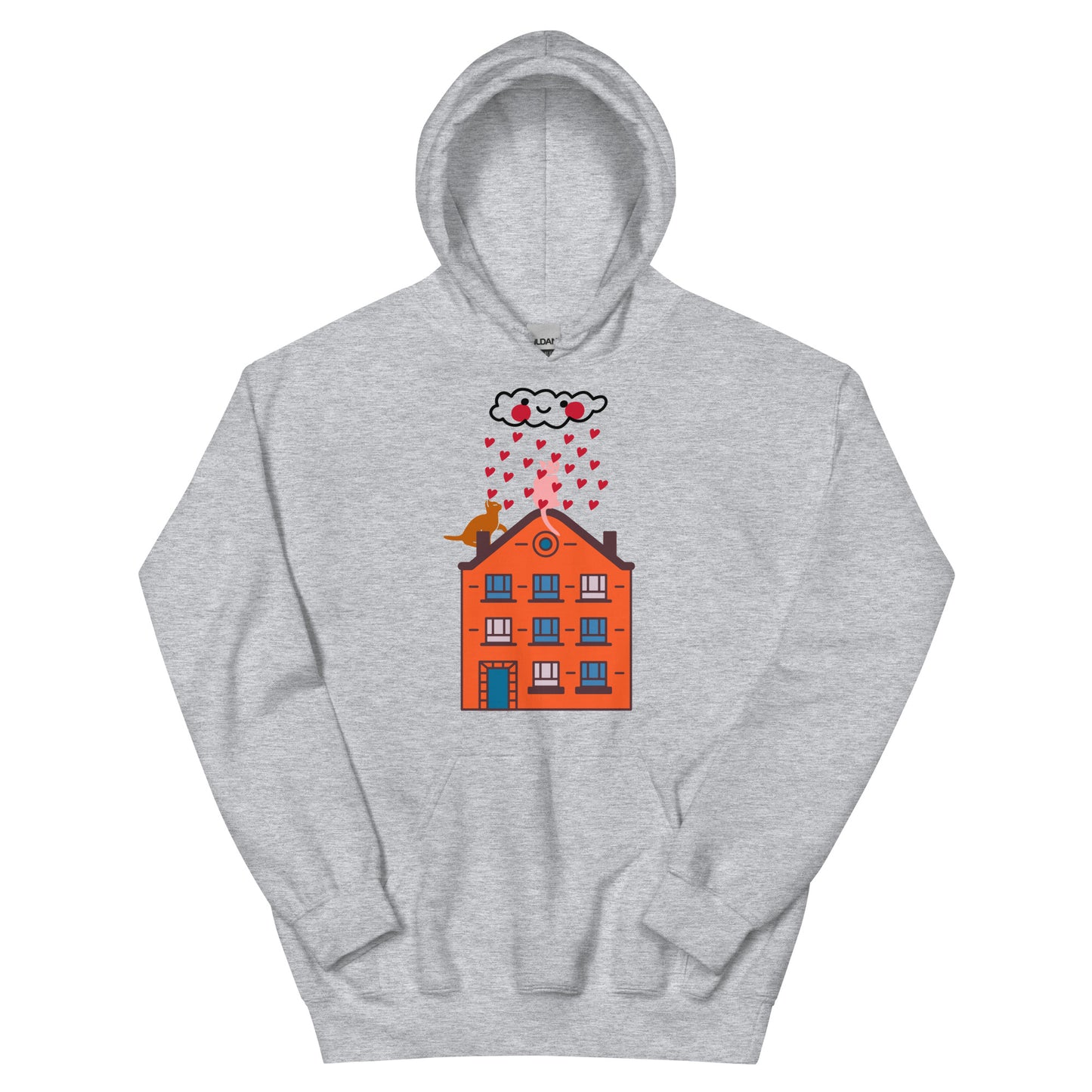 Gatti Innamorati - Felpa Unisex con Cappuccio -
