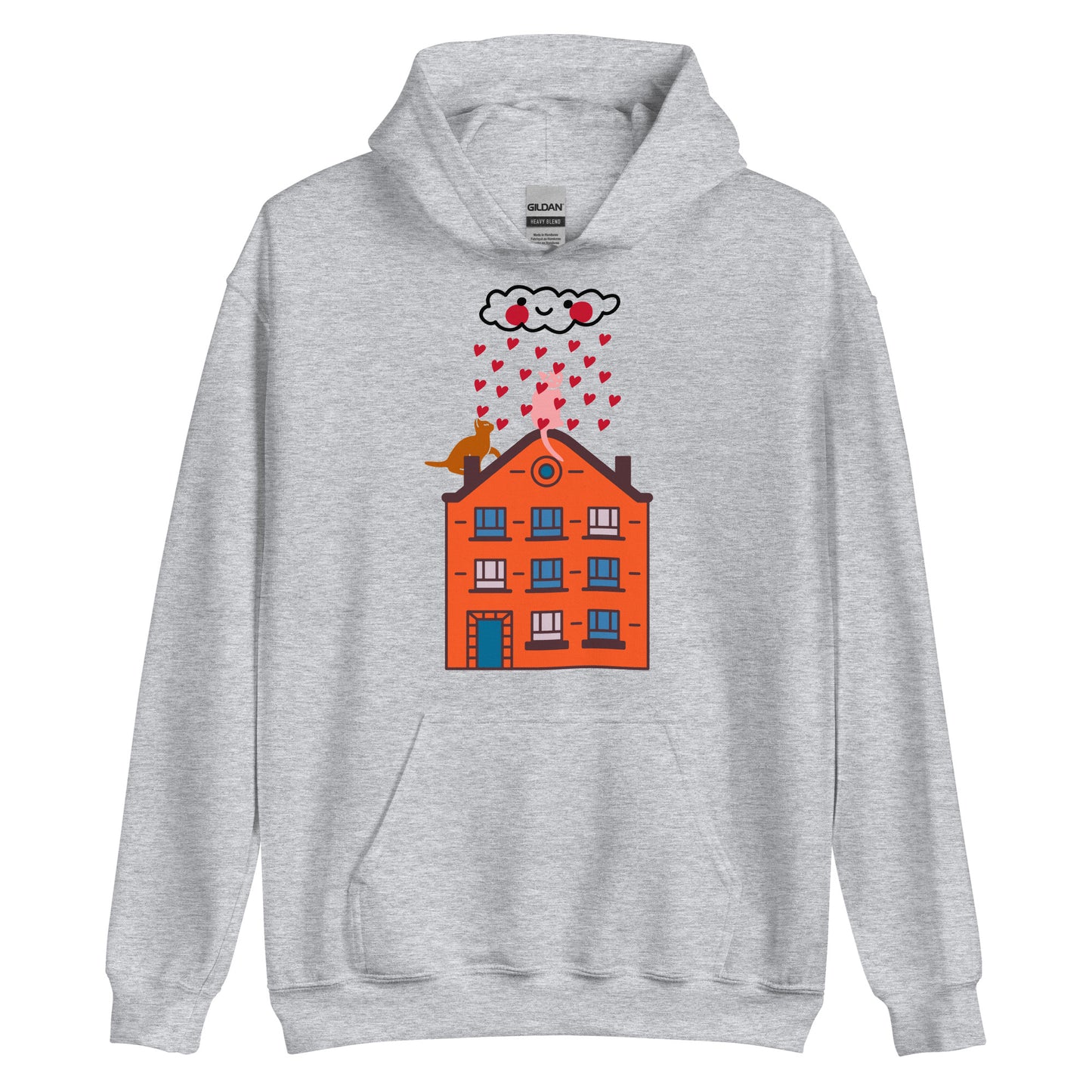 Gatti Innamorati - Felpa Unisex con Cappuccio -