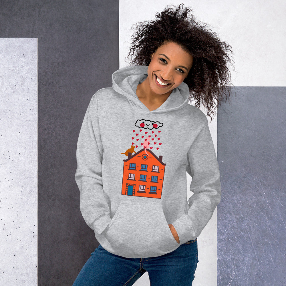 Gatti Innamorati - Felpa Unisex con Cappuccio -